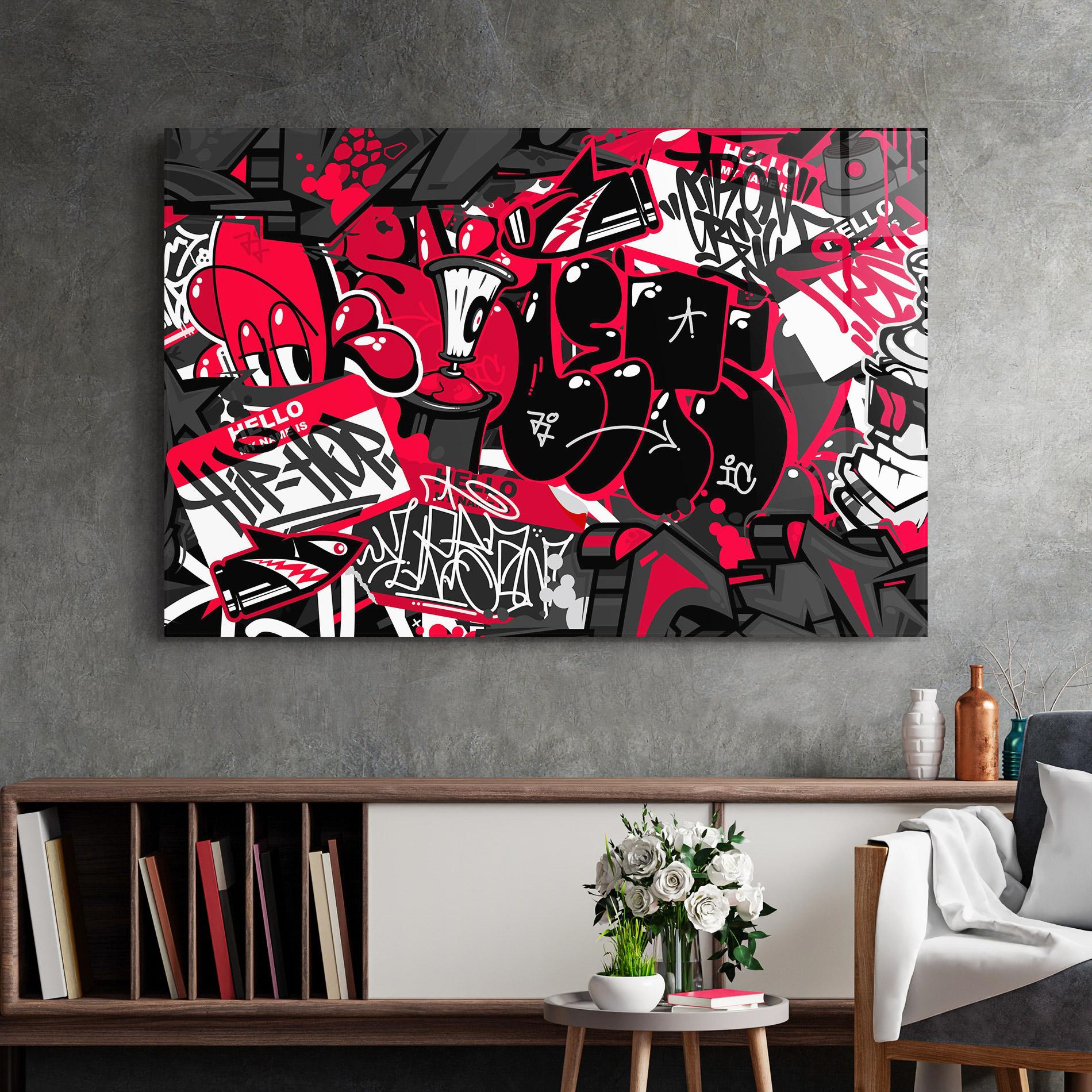 Стъклена картина Hip Hop Graffiti mockup 2