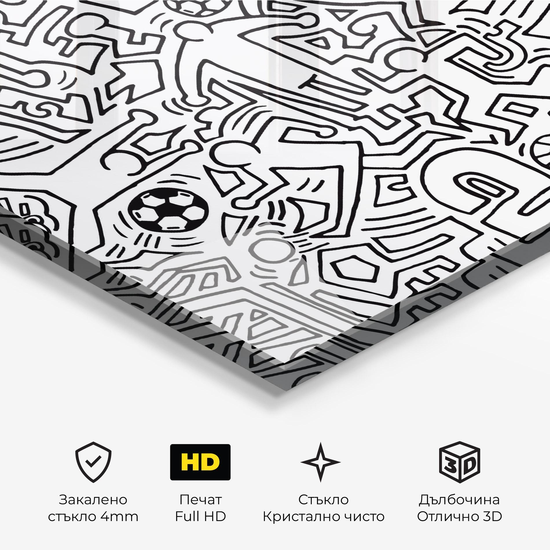 Стъклена картина Football Drawing mockup 3