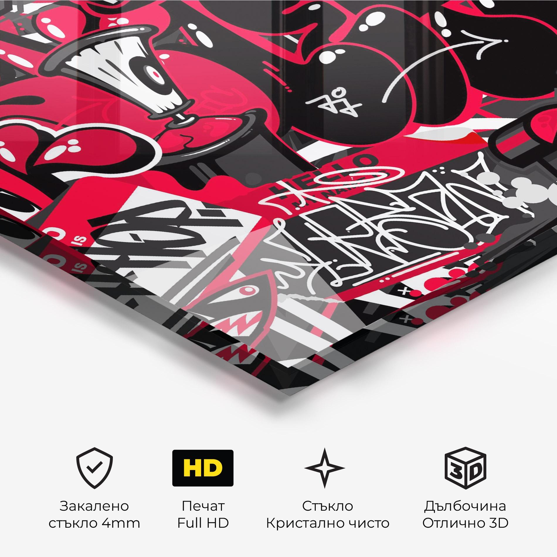 Стъклена картина Hip Hop Graffiti mockup 3