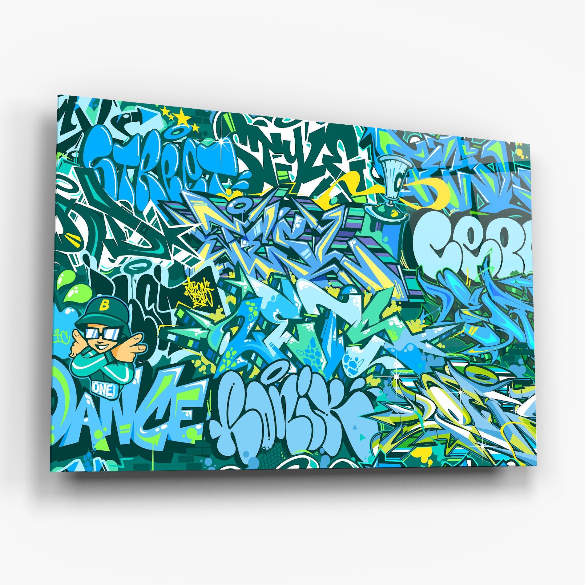 Стъклена картина Be One Graffiti mockup 6