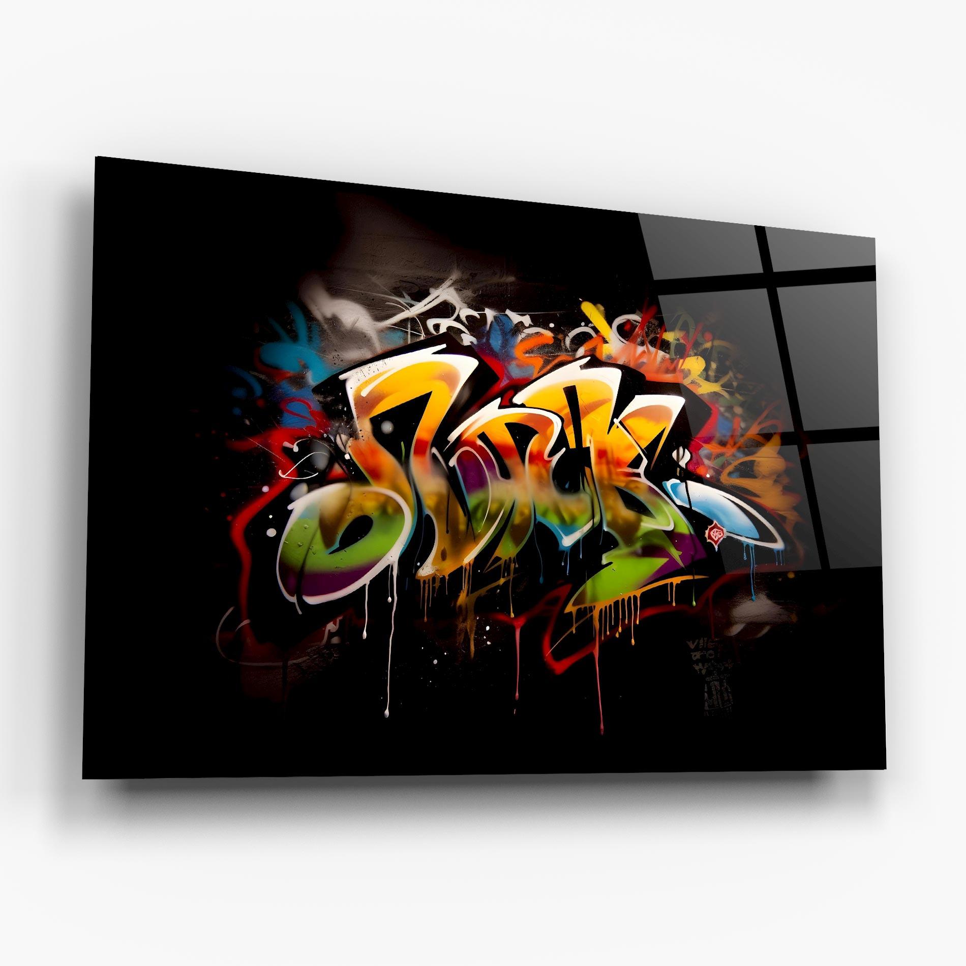 Стъклена картина Graffiti Style Wall mockup 6
