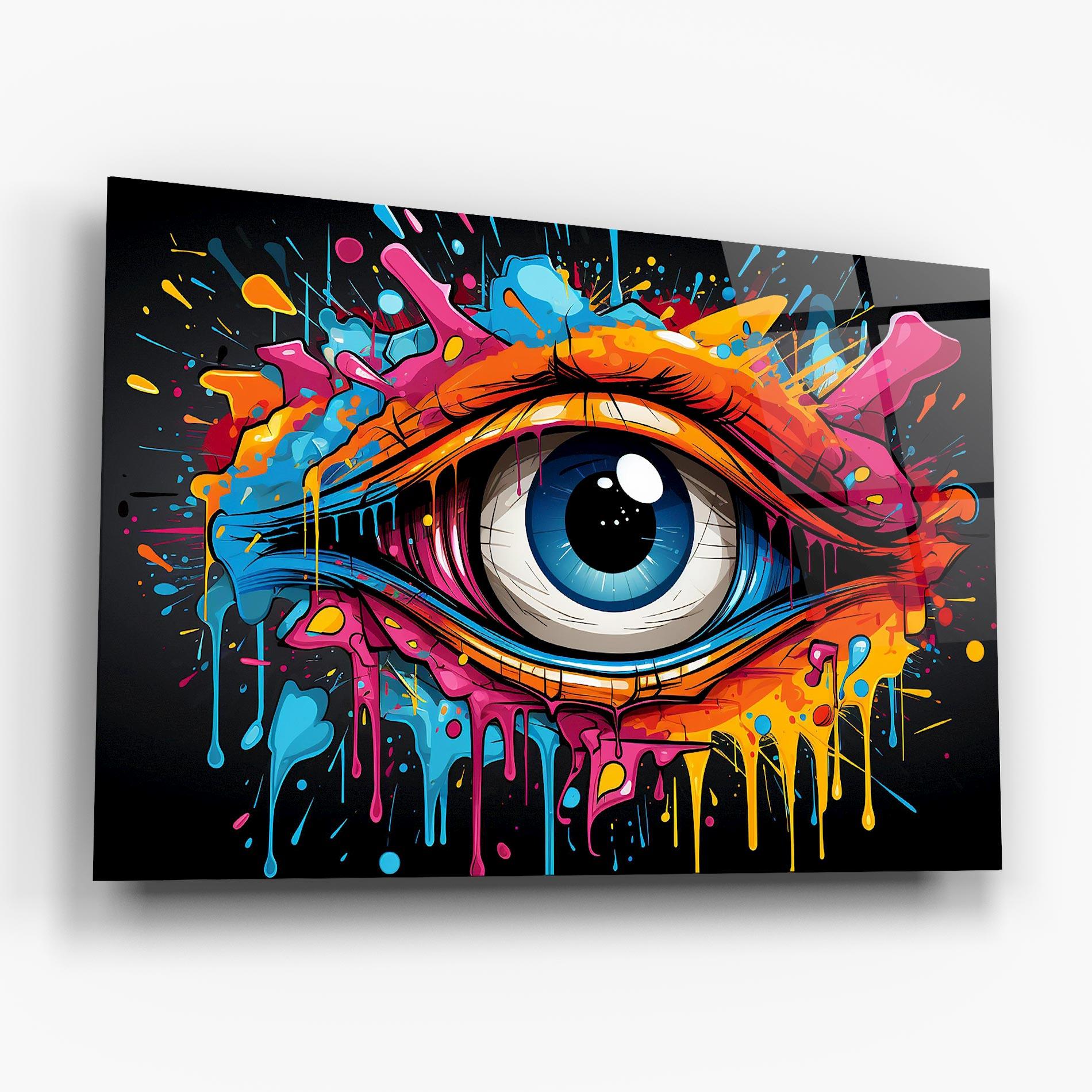 Стъклена картина Graffitistyle Eye mockup 6