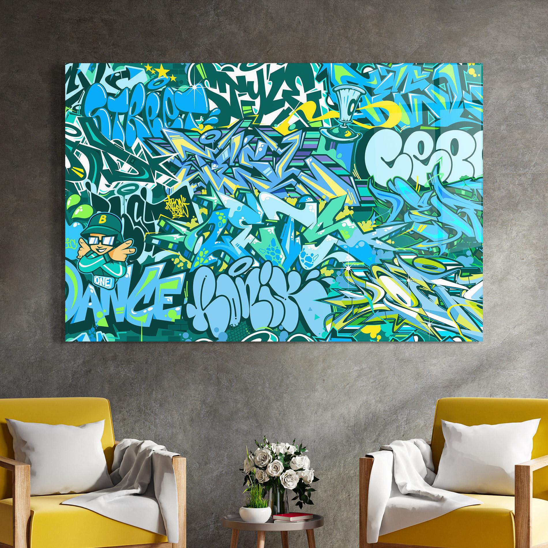 Стъклена картина Be One Graffiti mockup 4