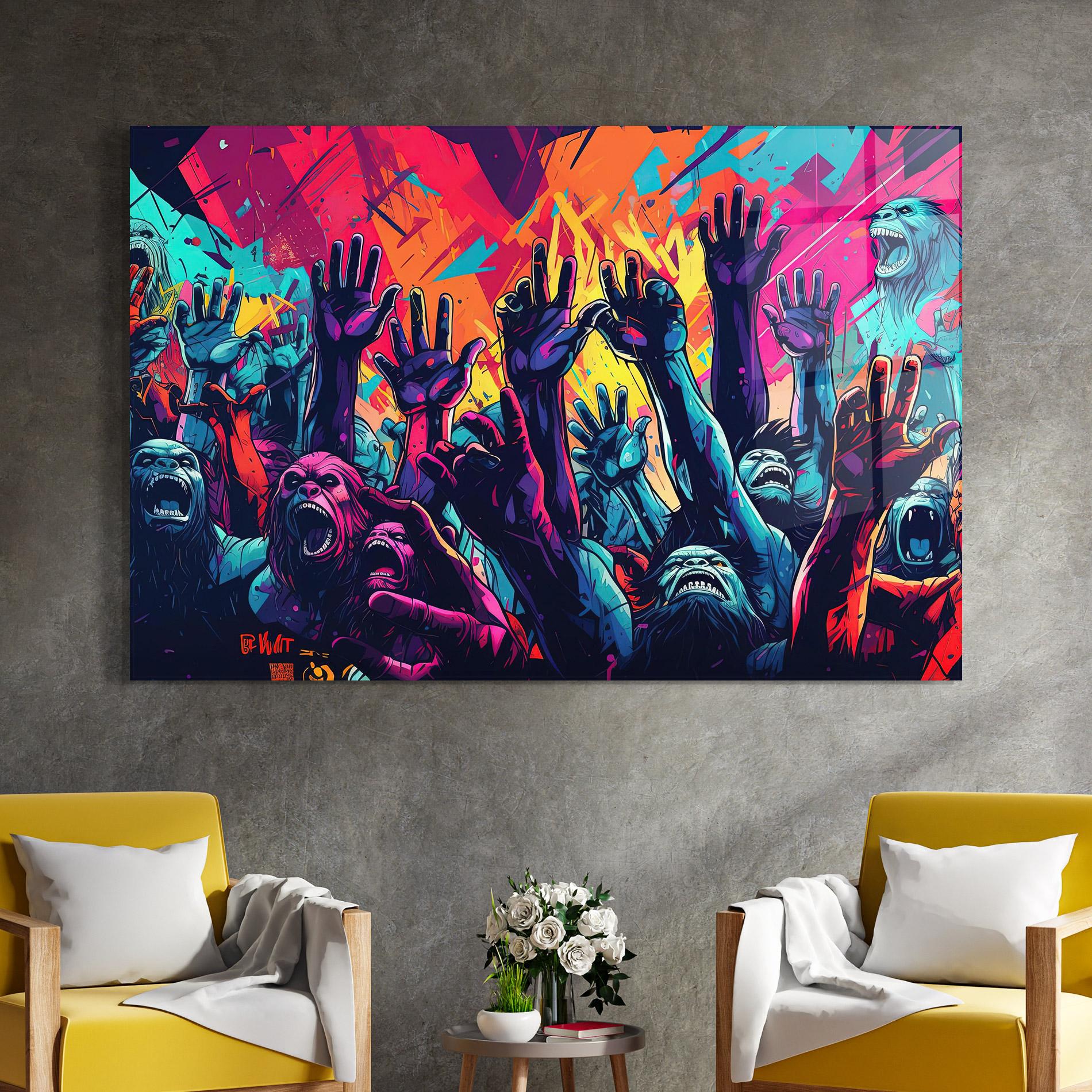 Стъклена картина Graffiti Animals mockup 4