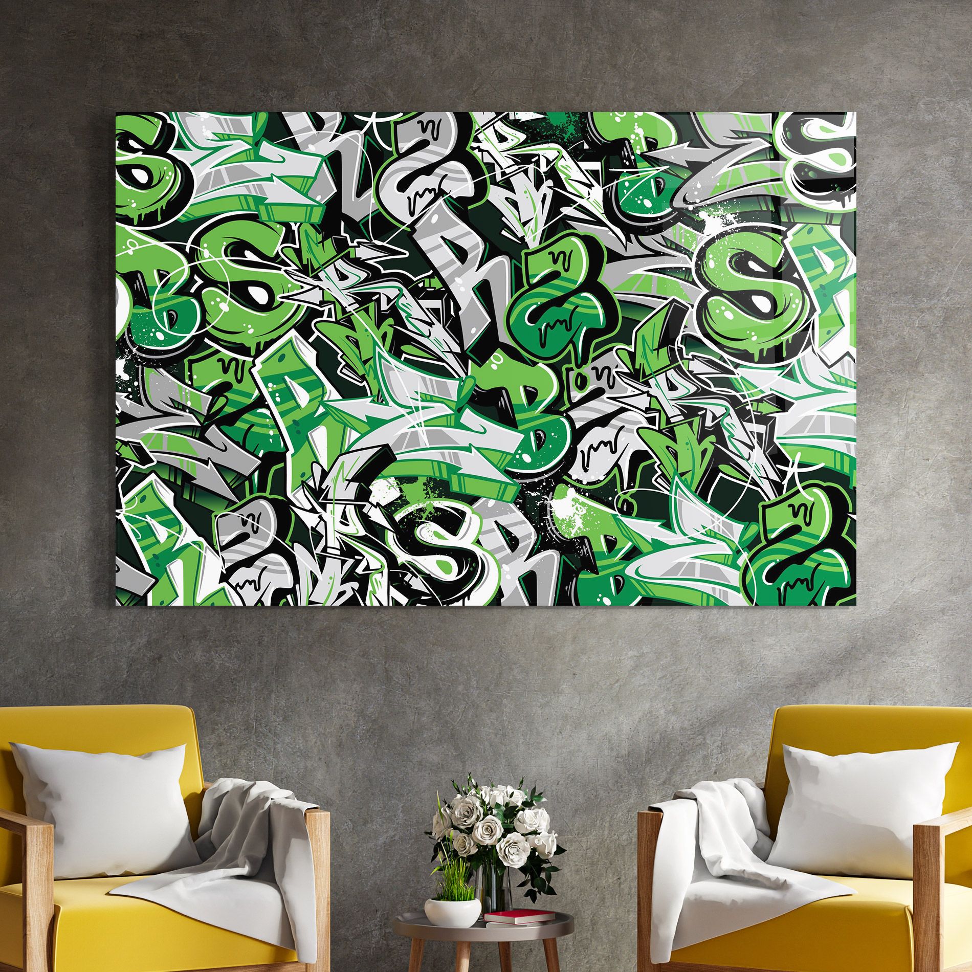 Green Graffiti Letters mockup 4