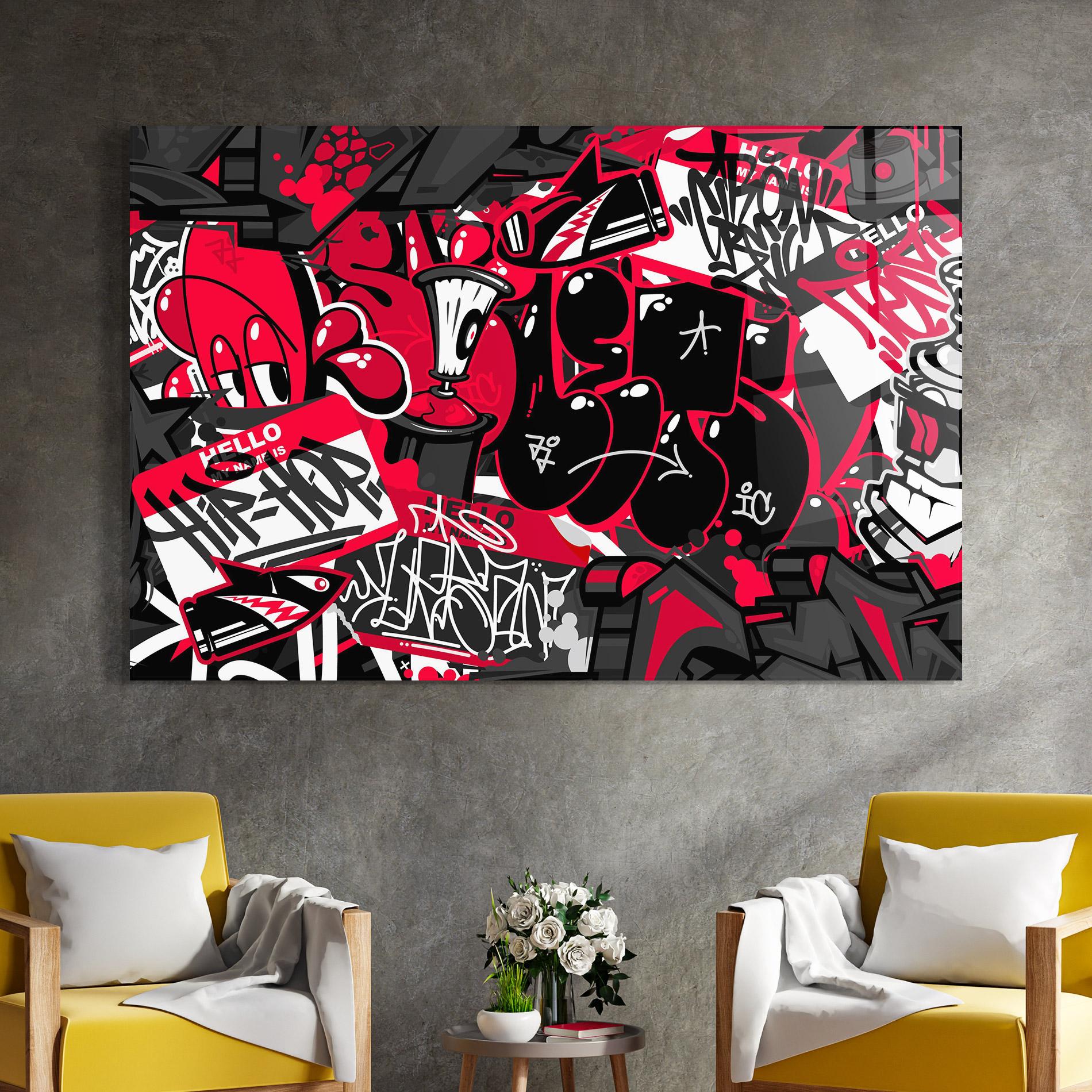 Стъклена картина Hip Hop Graffiti mockup 4