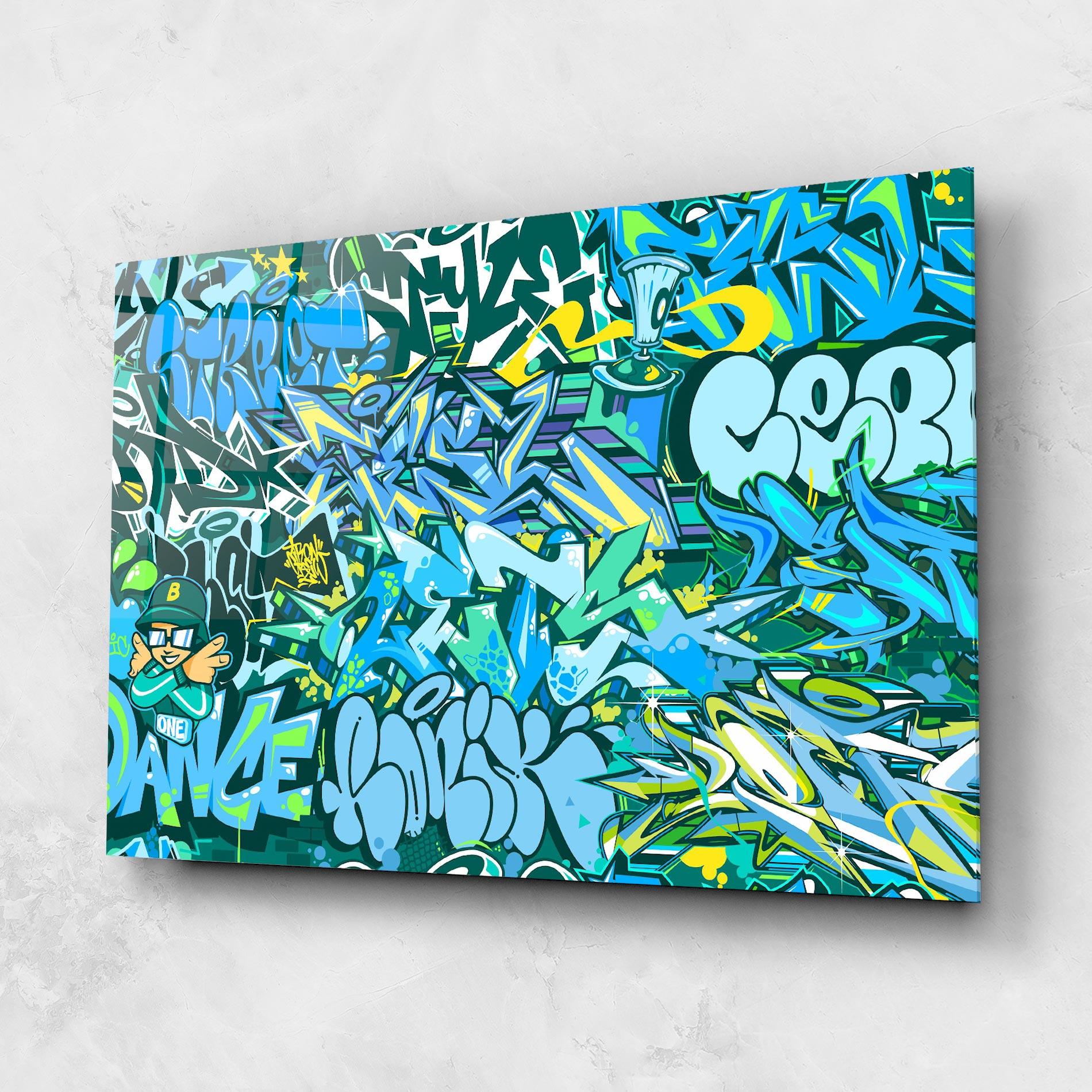 Стъклена картина Be One Graffiti mockup 1
