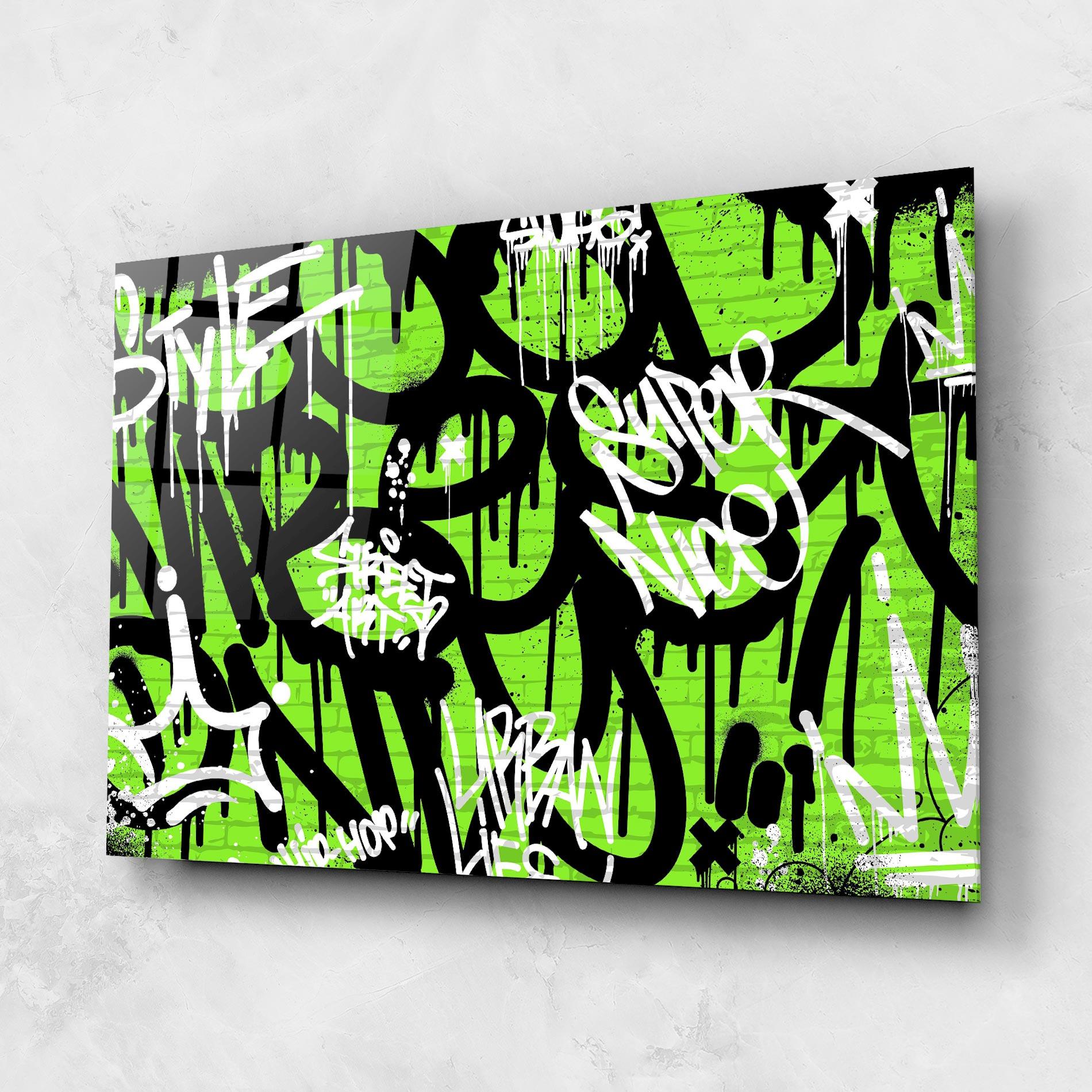 Стъклена картина Graffiti Green Style mockup 1