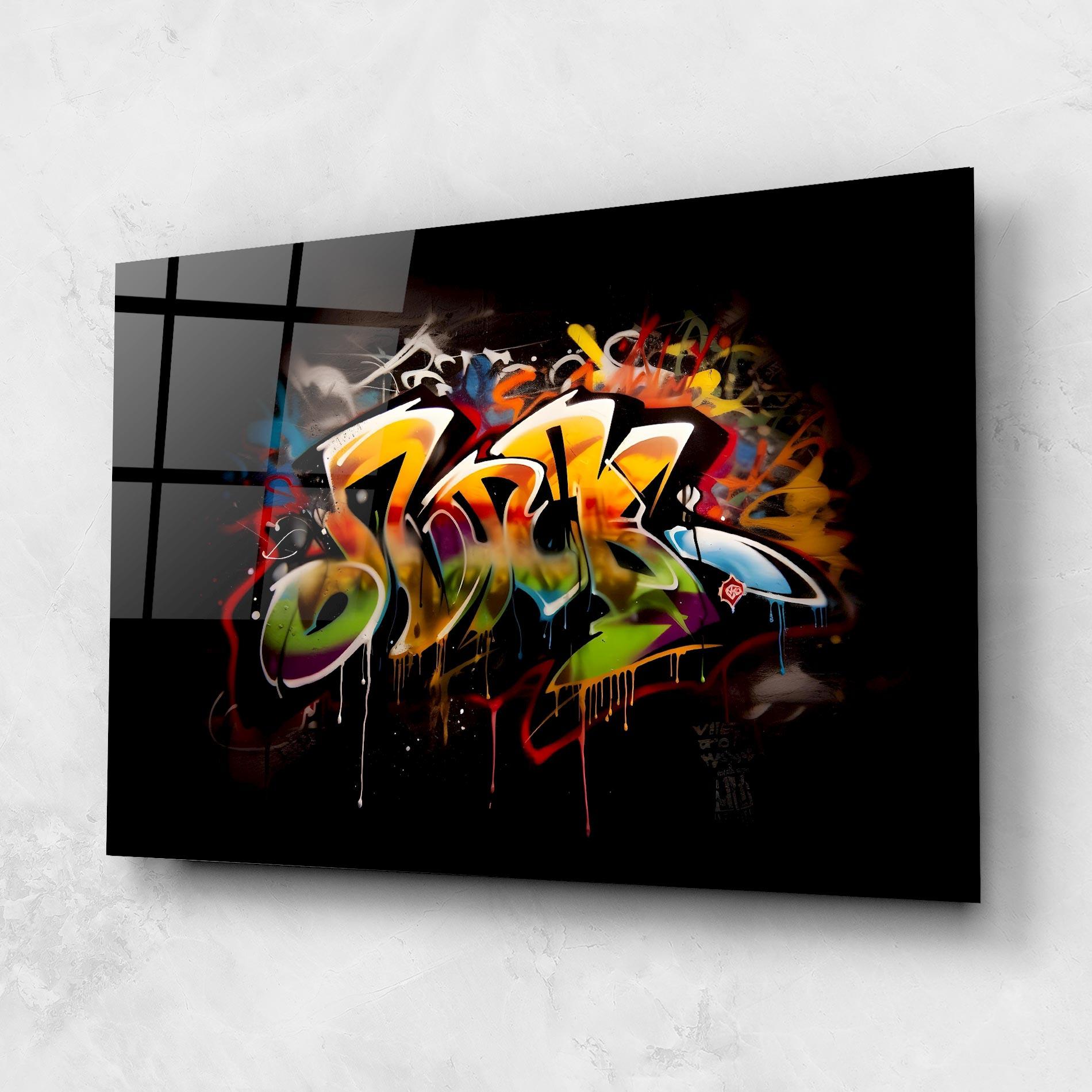 Стъклена картина Graffiti Style Wall mockup 1