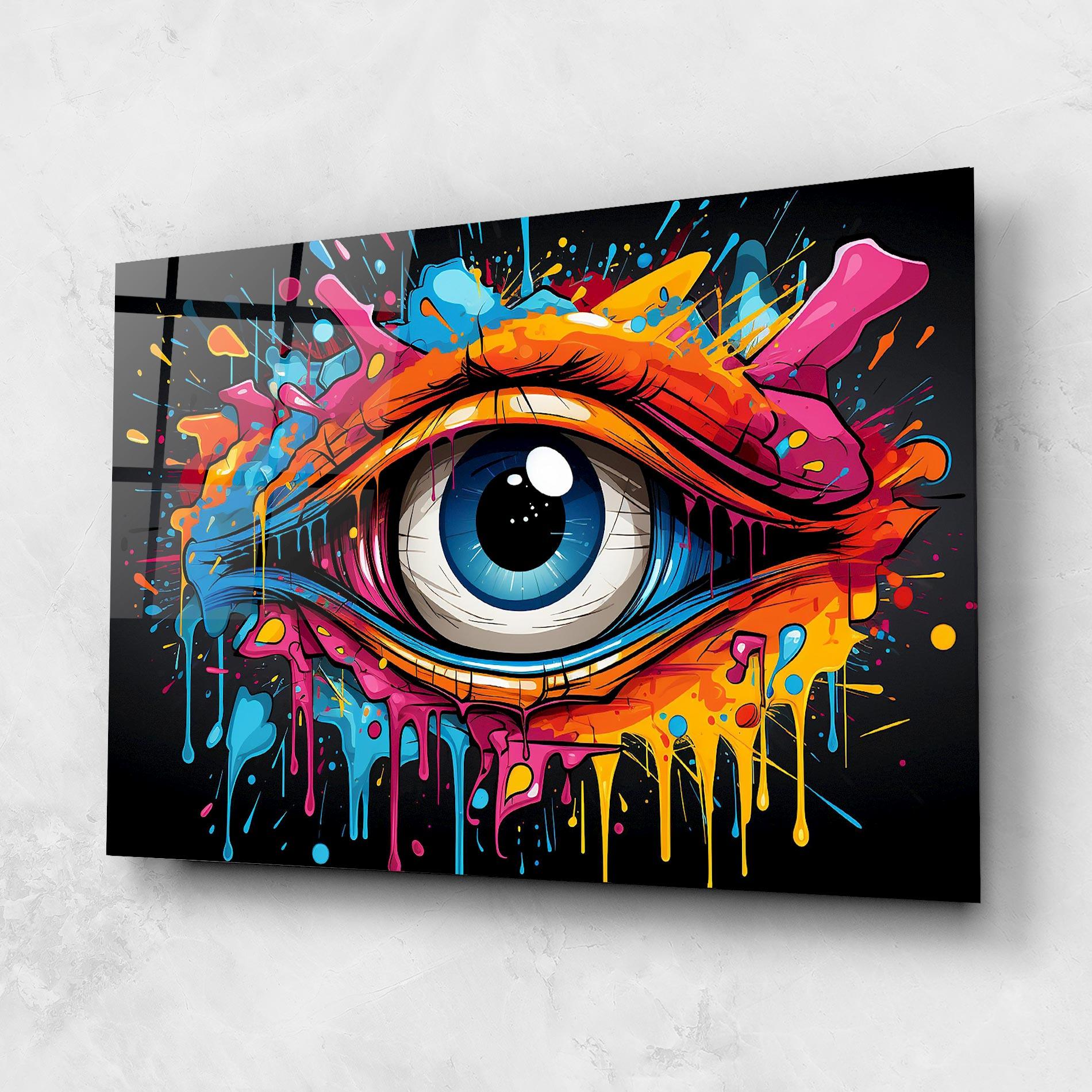 Стъклена картина Graffitistyle Eye mockup 1