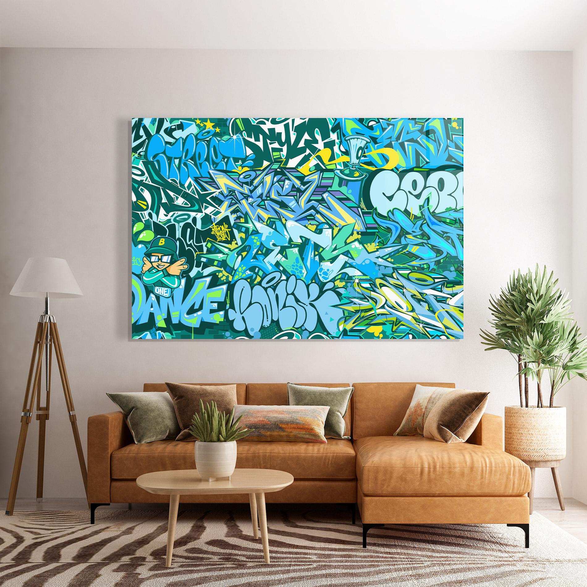 Стъклена картина Be One Graffiti mockup 7