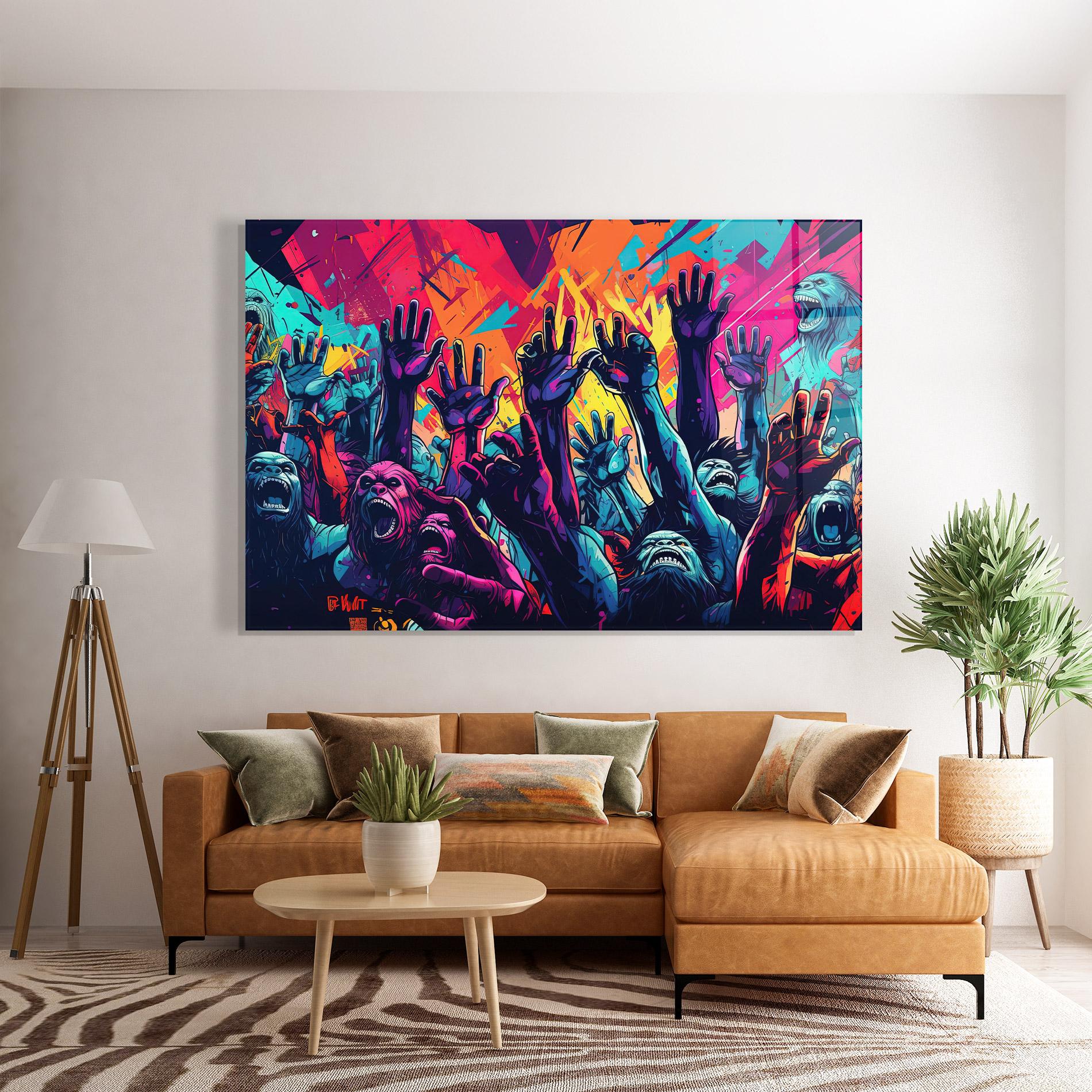 Стъклена картина Graffiti Animals mockup 7