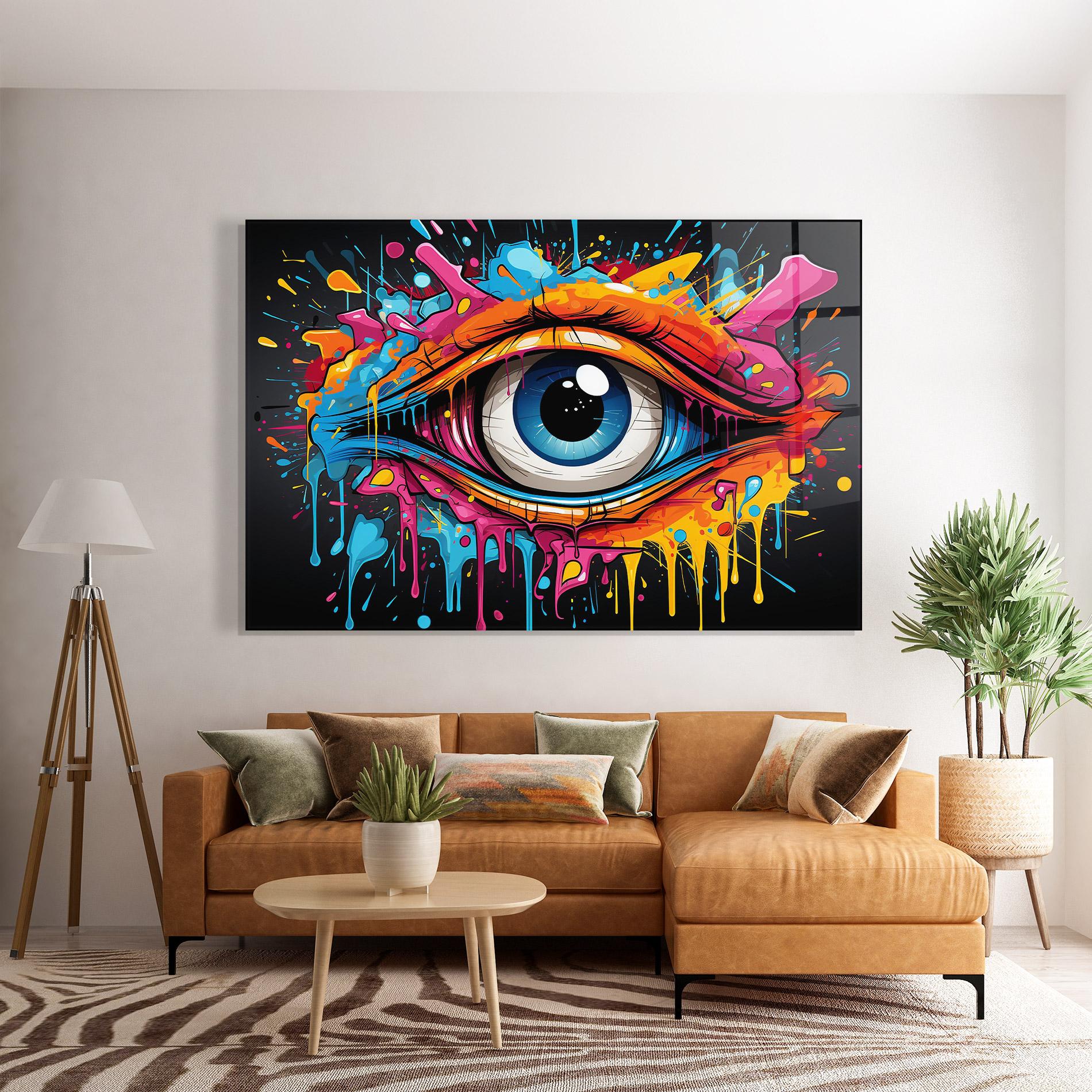 Стъклена картина Graffitistyle Eye mockup 7