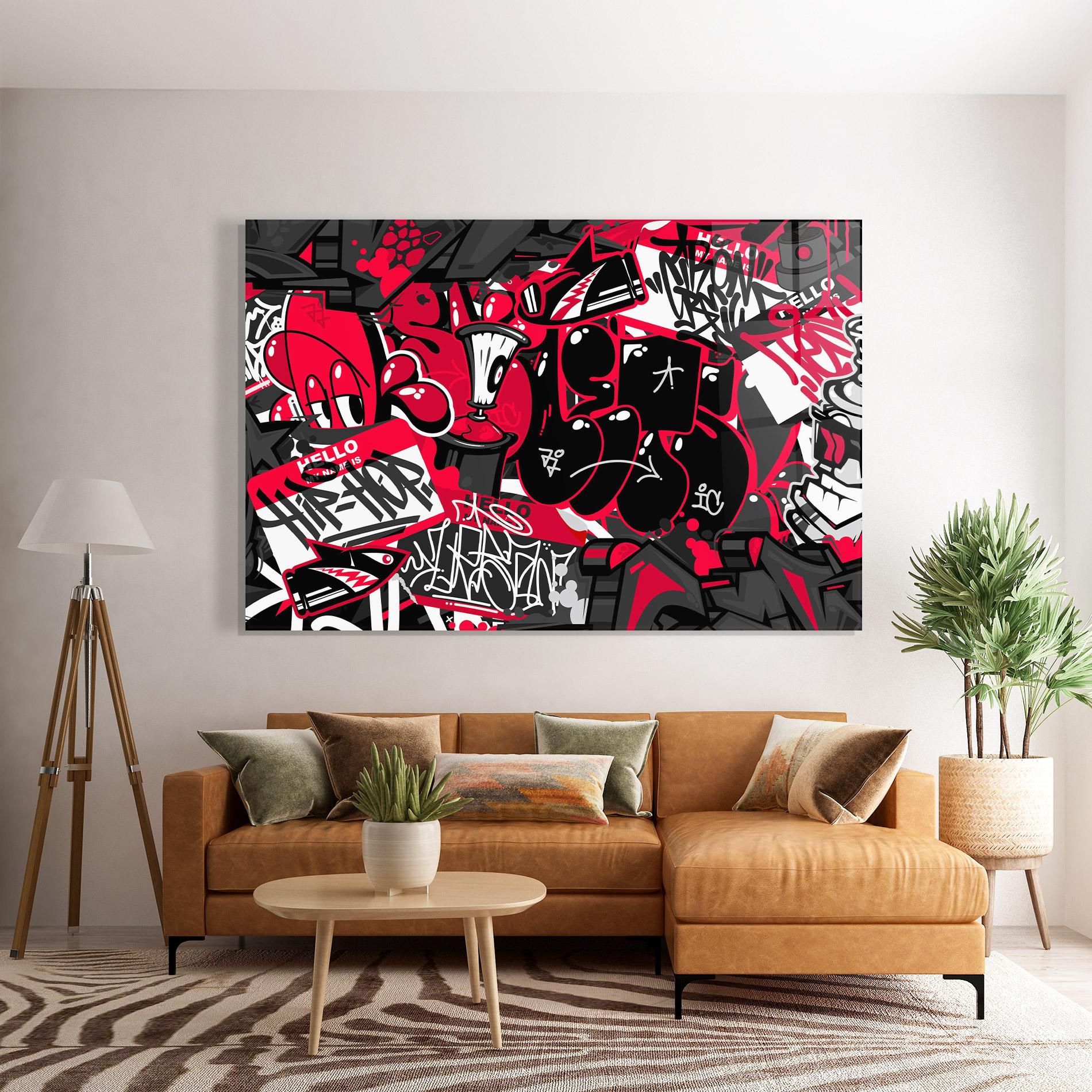 Стъклена картина Hip Hop Graffiti mockup 7