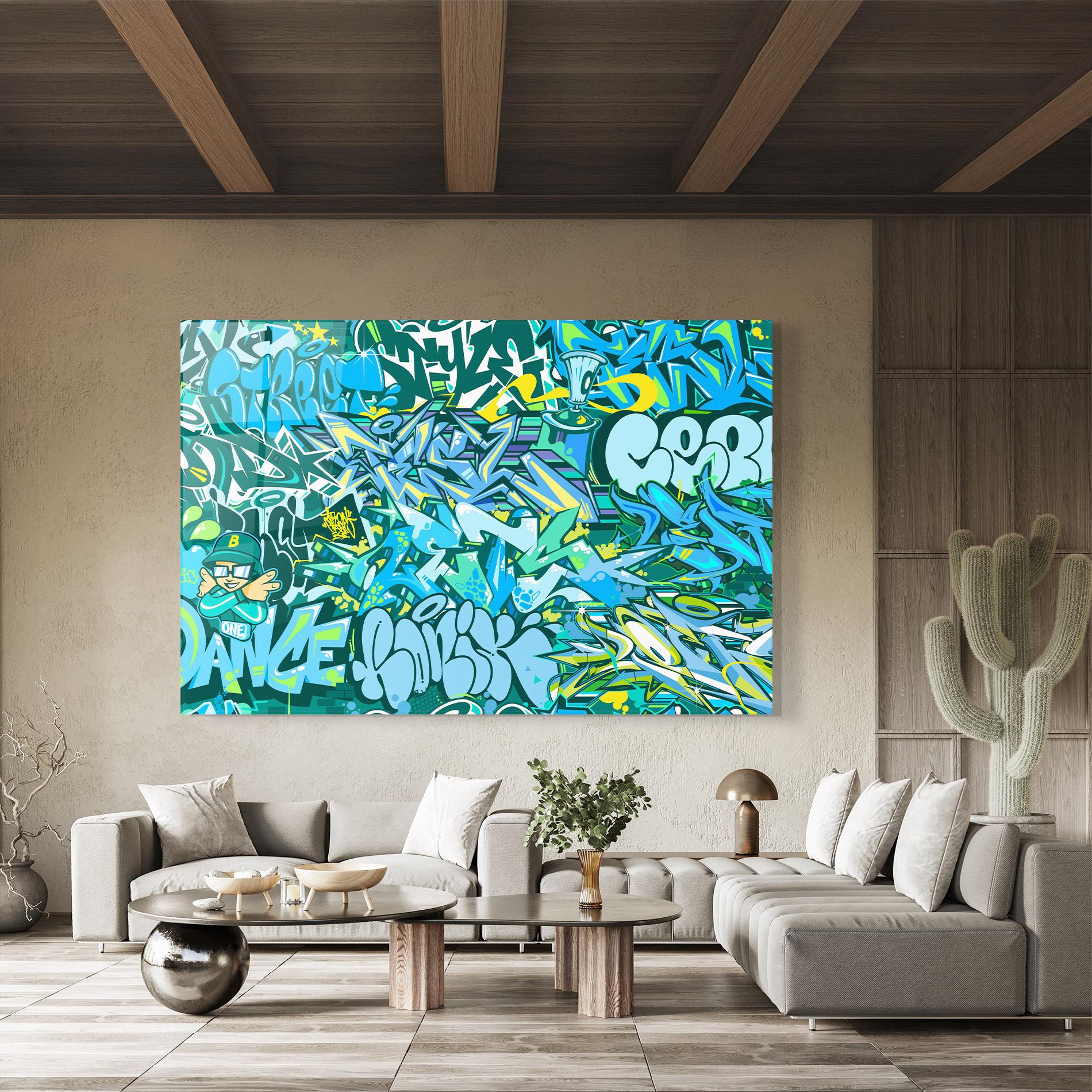 Стъклена картина Be One Graffiti mockup 8