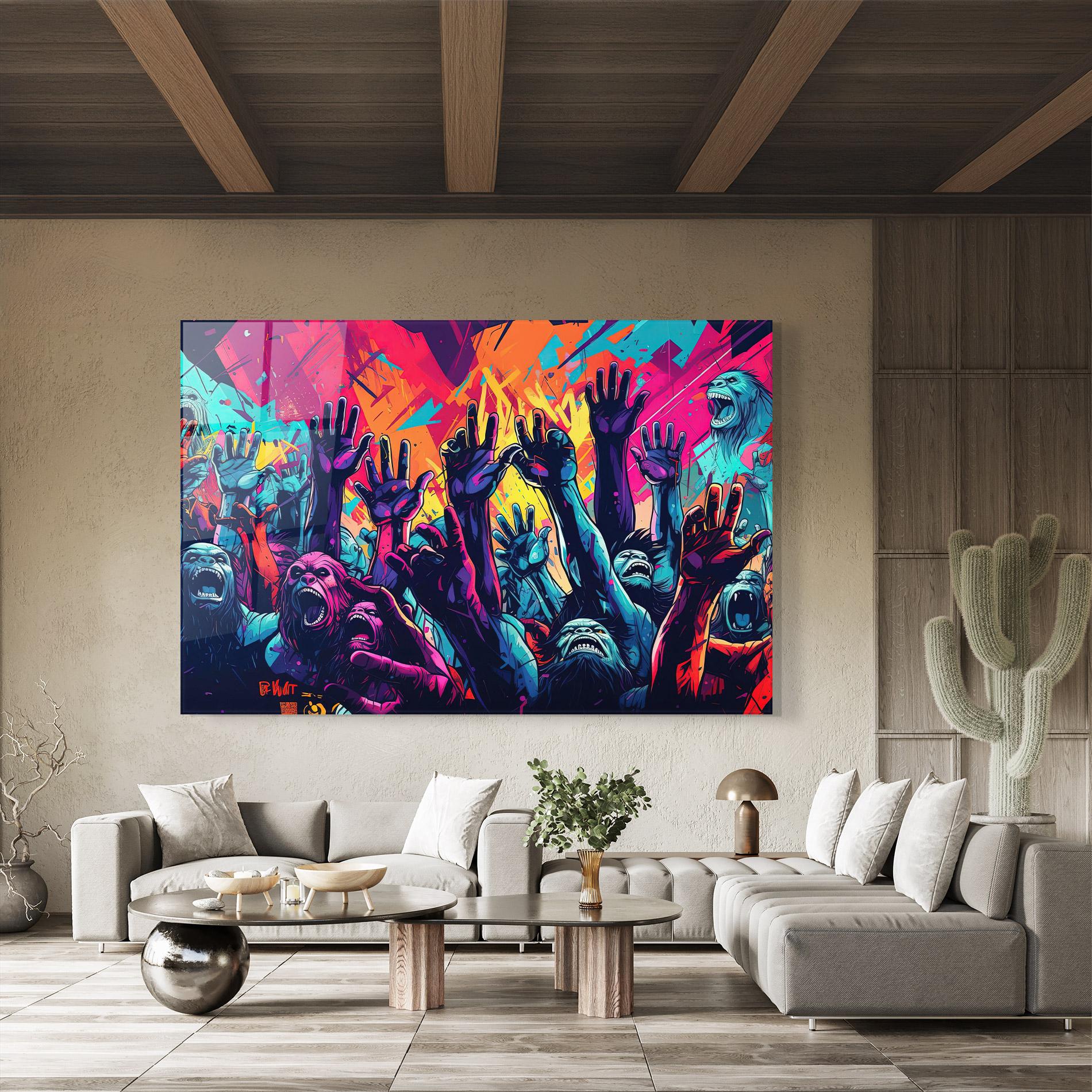 Стъклена картина Graffiti Animals mockup 8