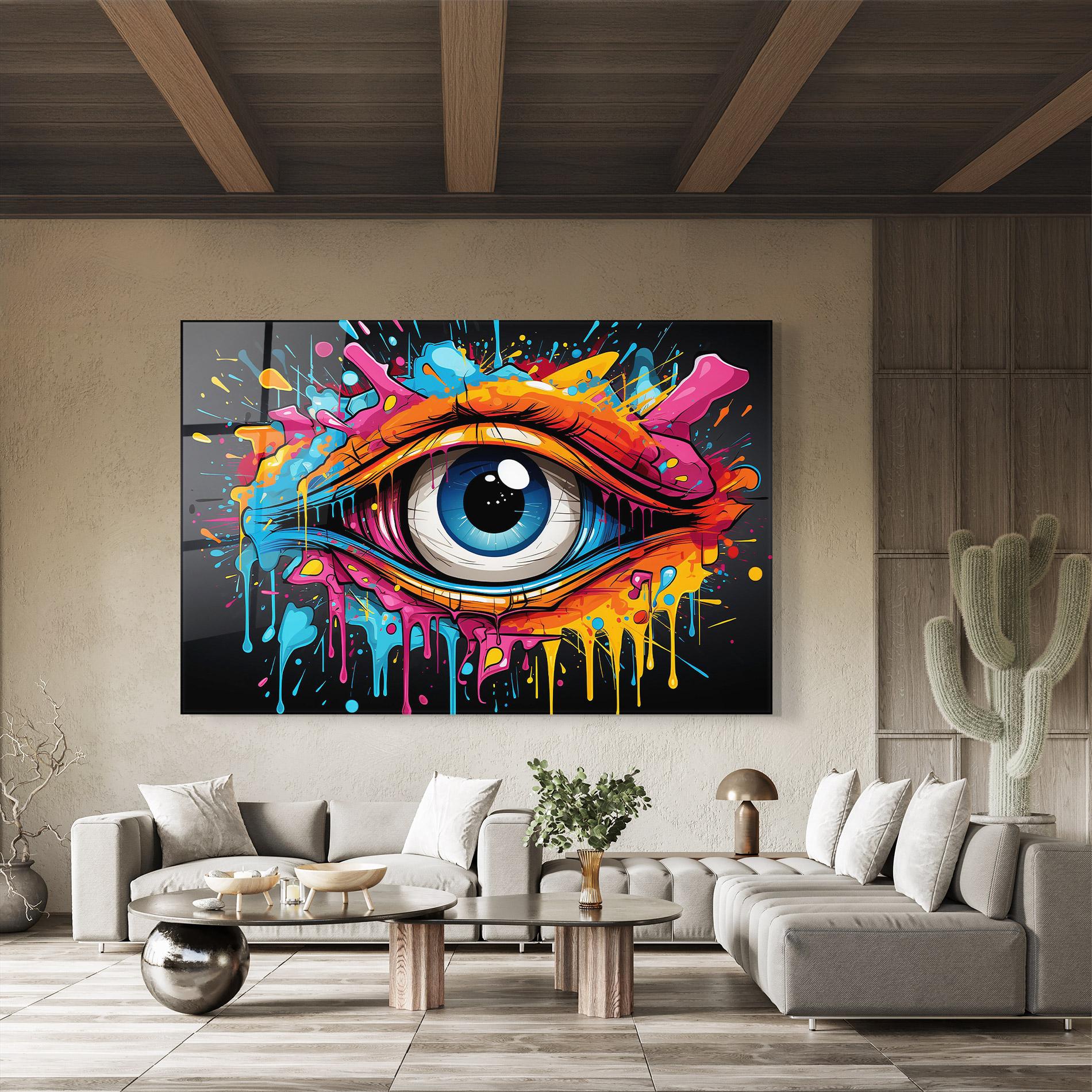 Стъклена картина Graffitistyle Eye mockup 8