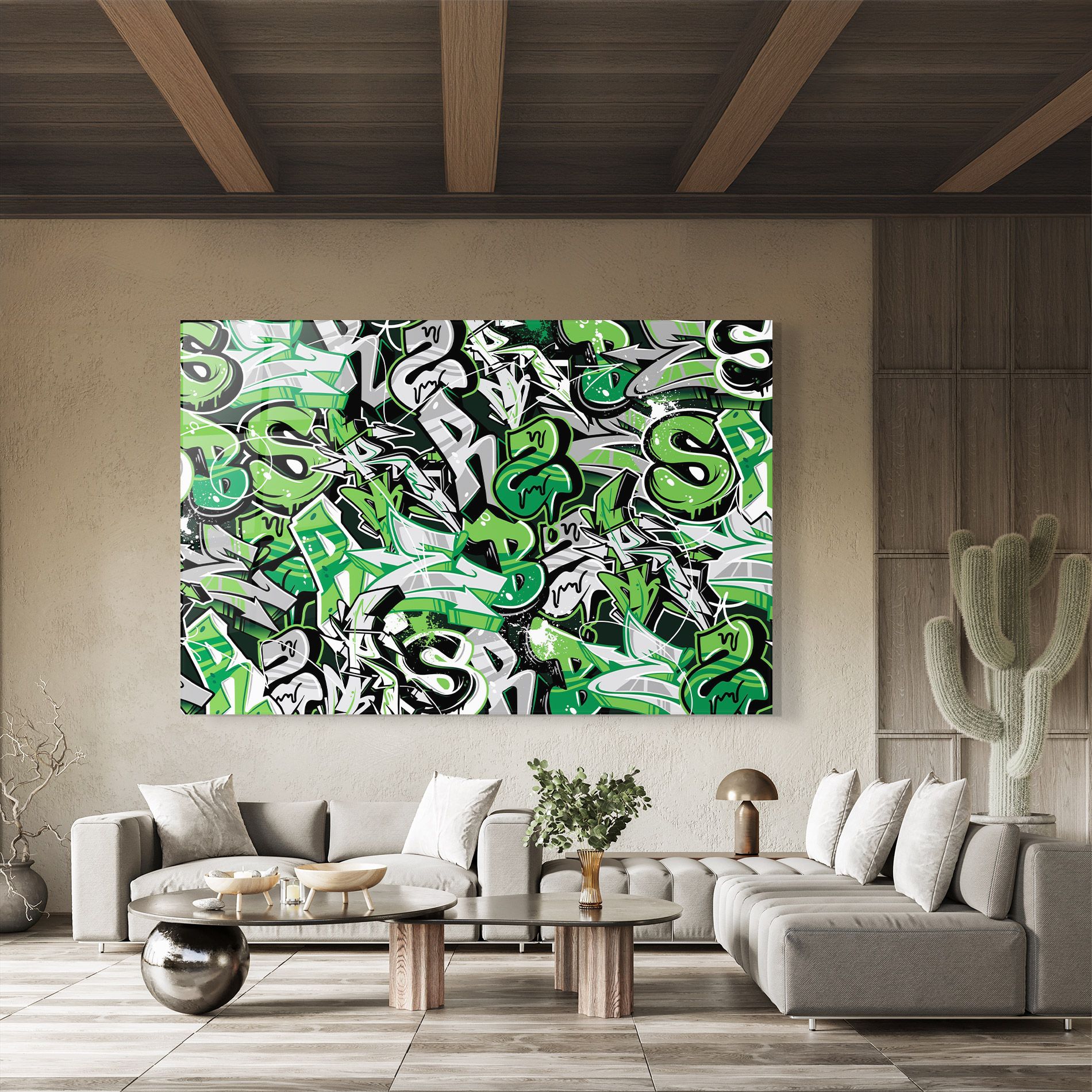 Green Graffiti Letters mockup 8