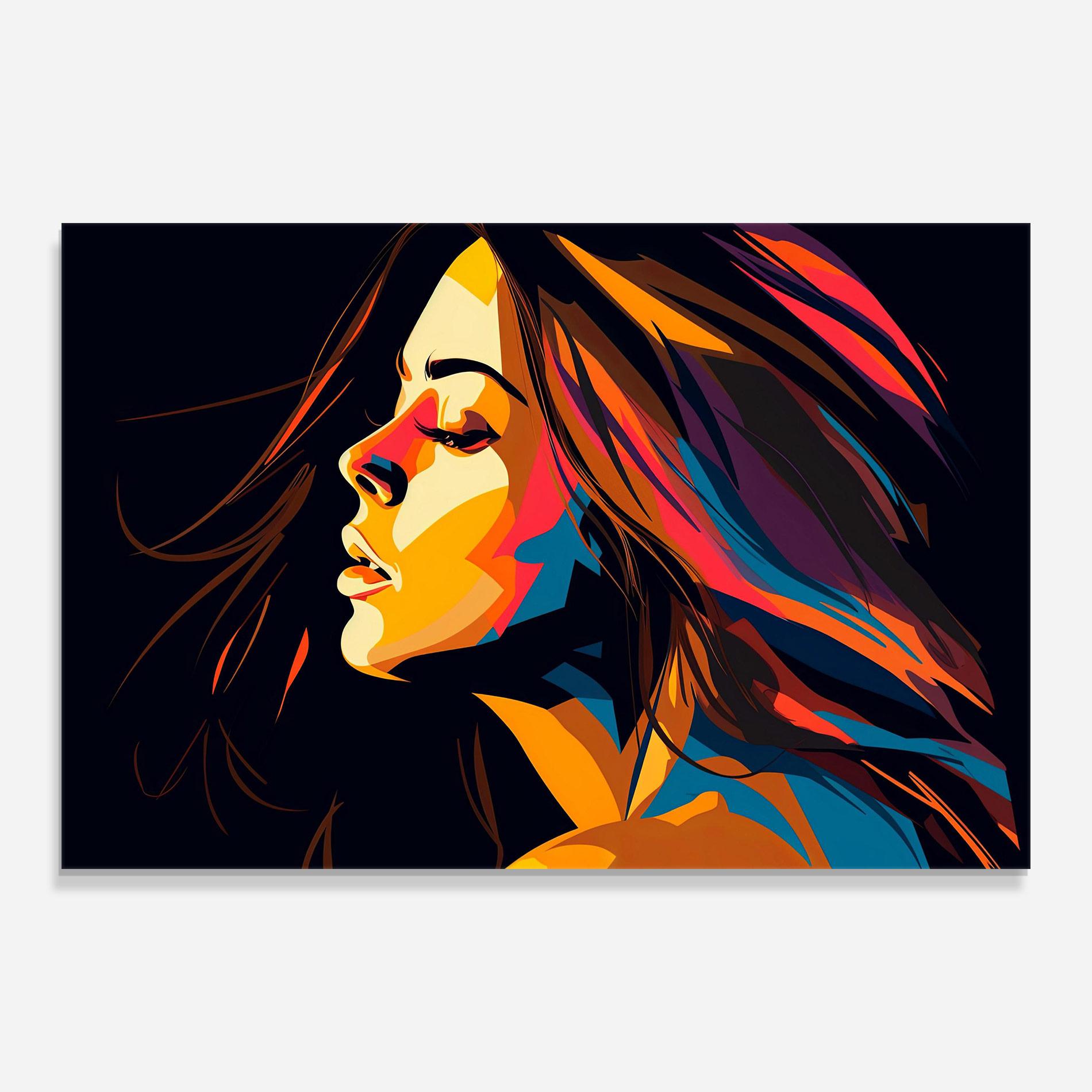 Стъклена картина Graphical Pop Woman mockup 0