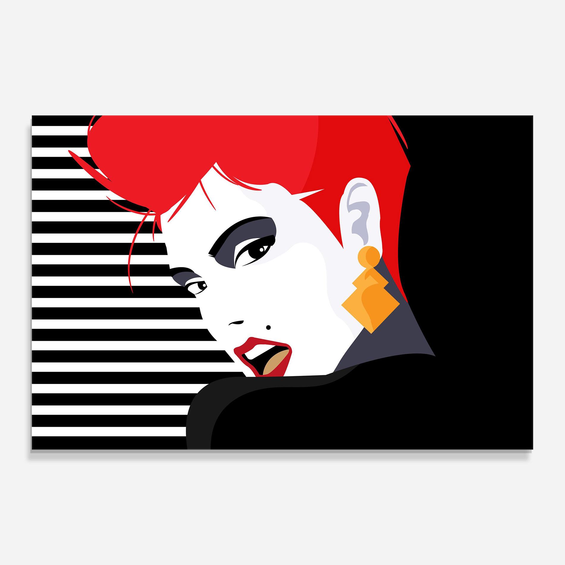 Стъклена картина Red Pop Hair mockup 0