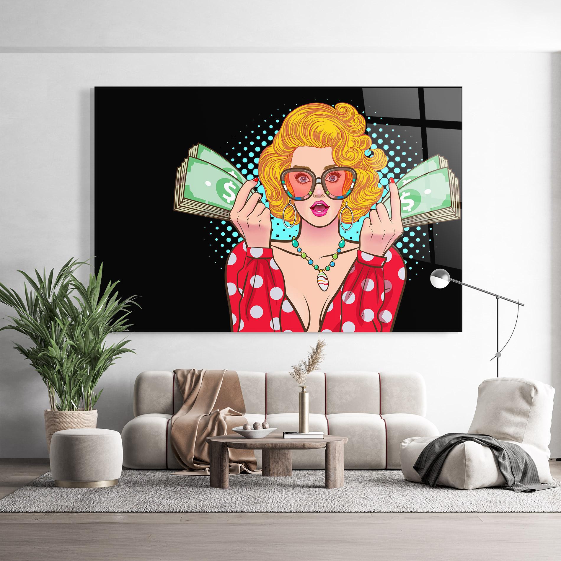 Стъклена картина Glasses Look Money mockup 9