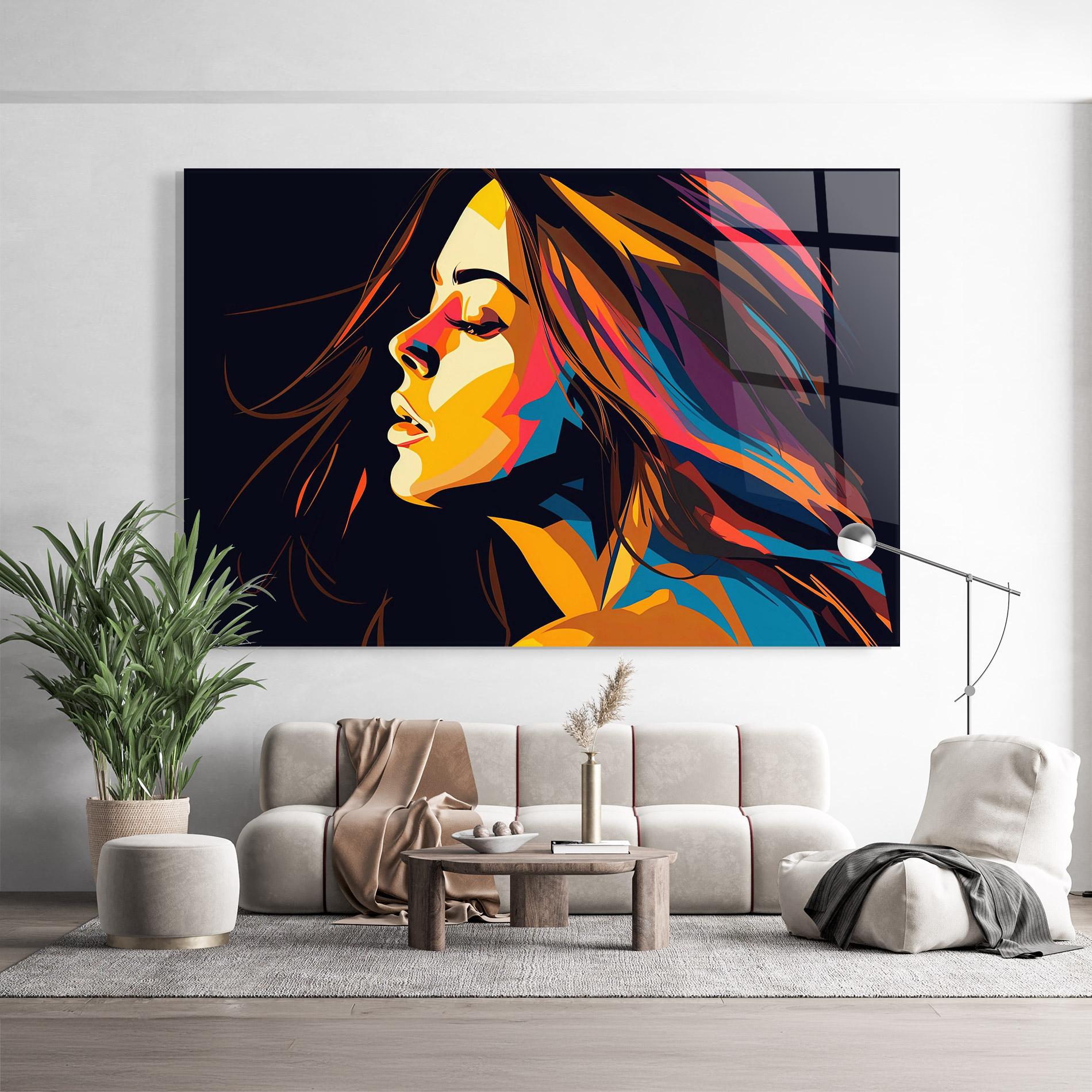 Стъклена картина Graphical Pop Woman mockup 9