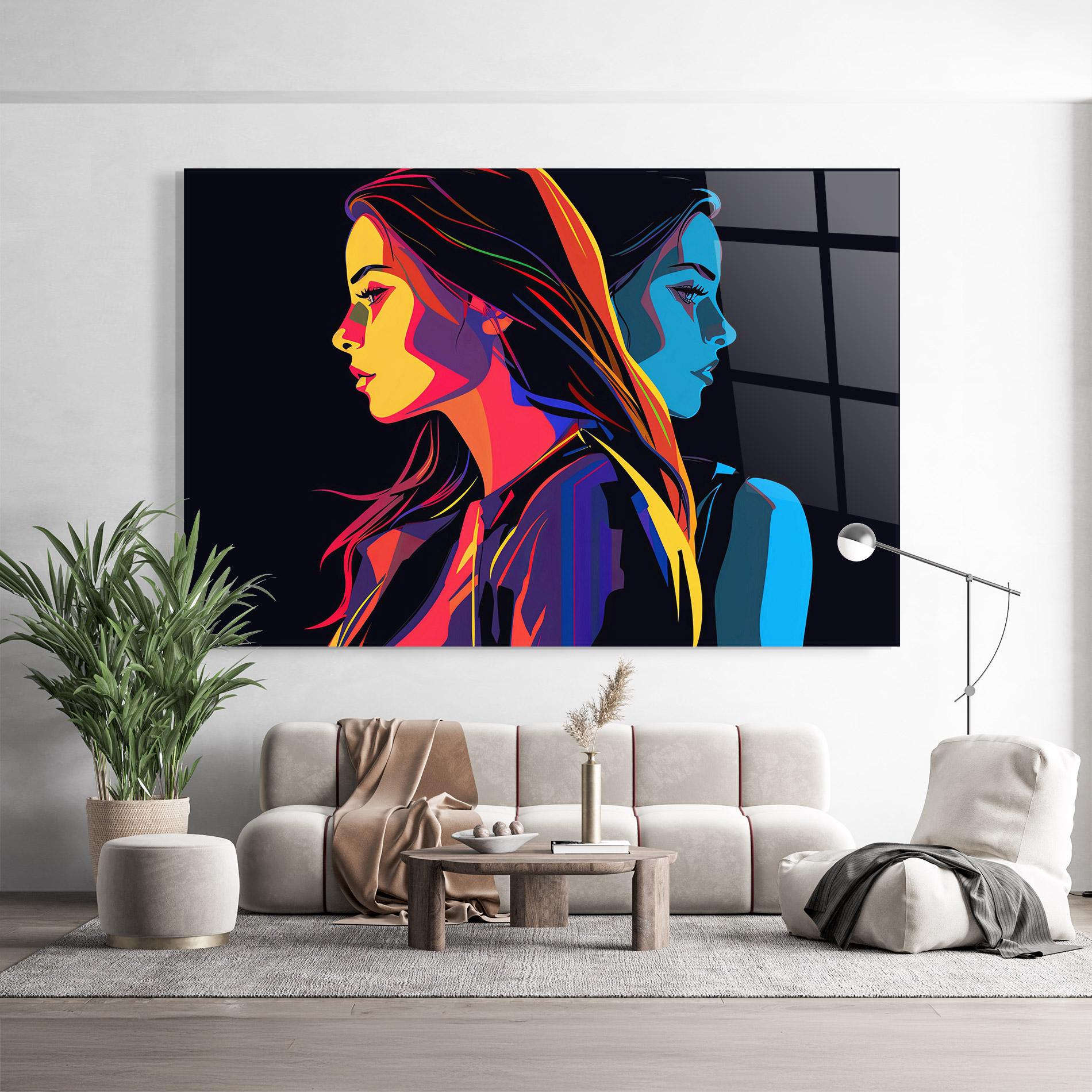 Стъклена картина Minimalist Pop Female mockup 9