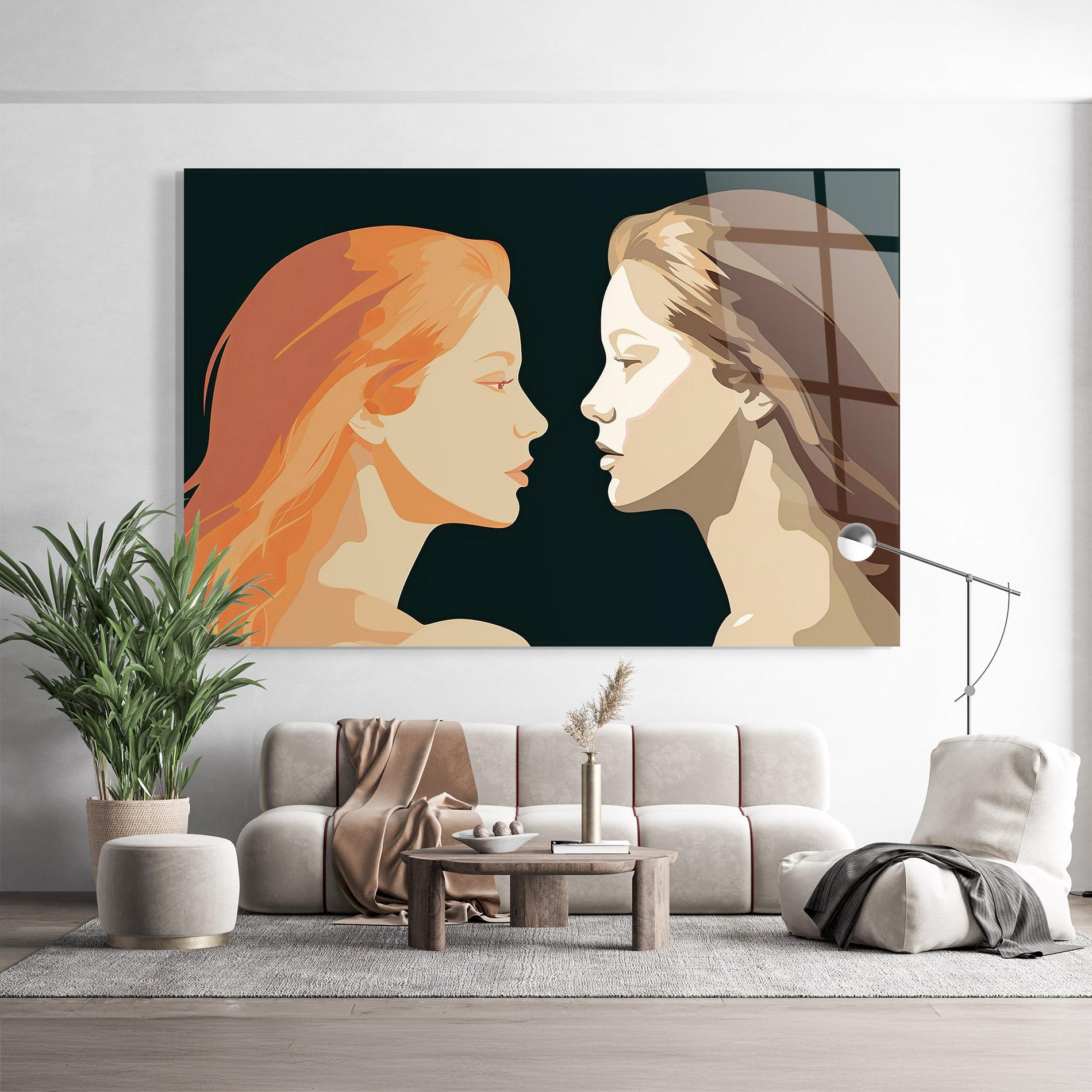 Стъклена картина Orange Pop Girl mockup 9