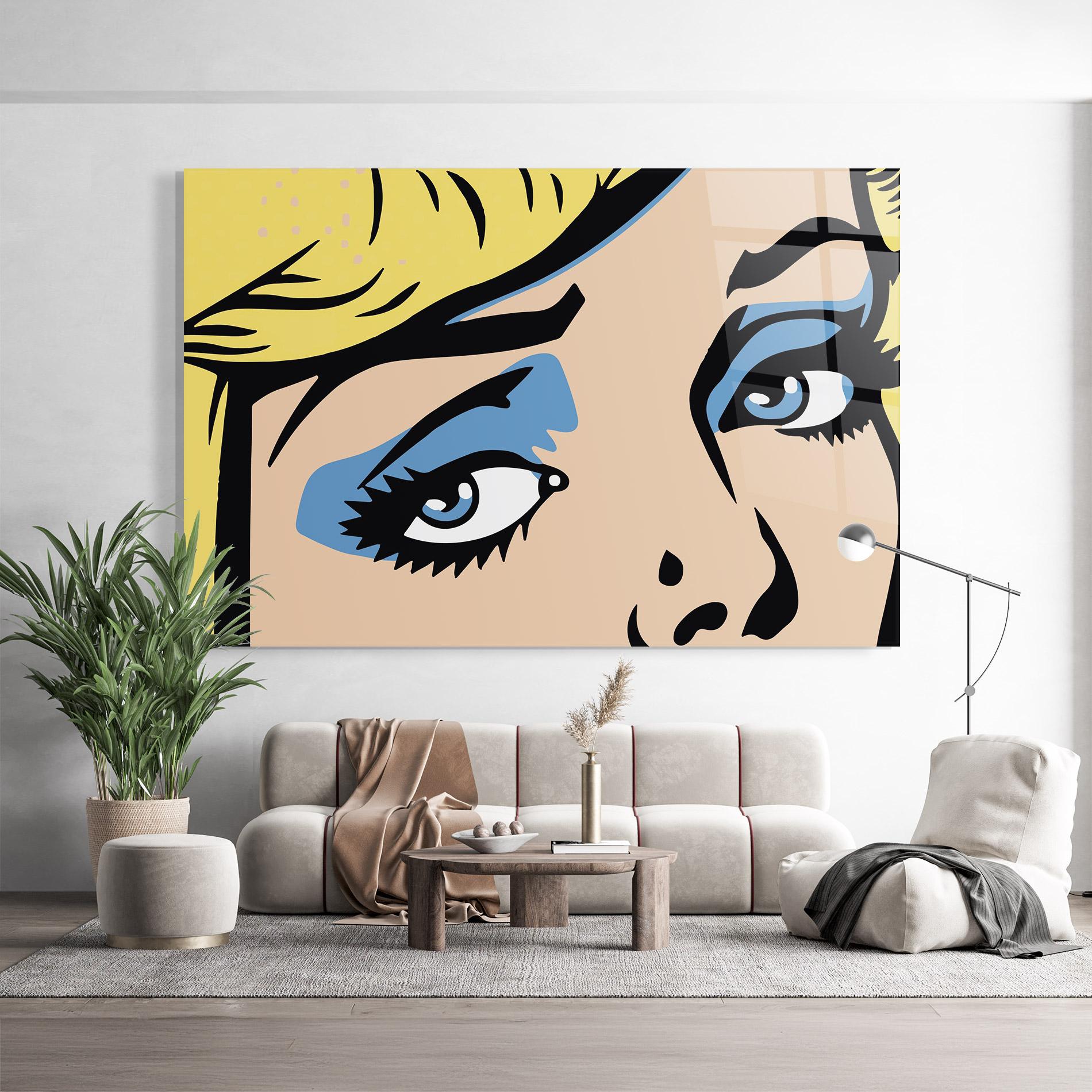 Стъклена картина Pop Blue Makeup mockup 9