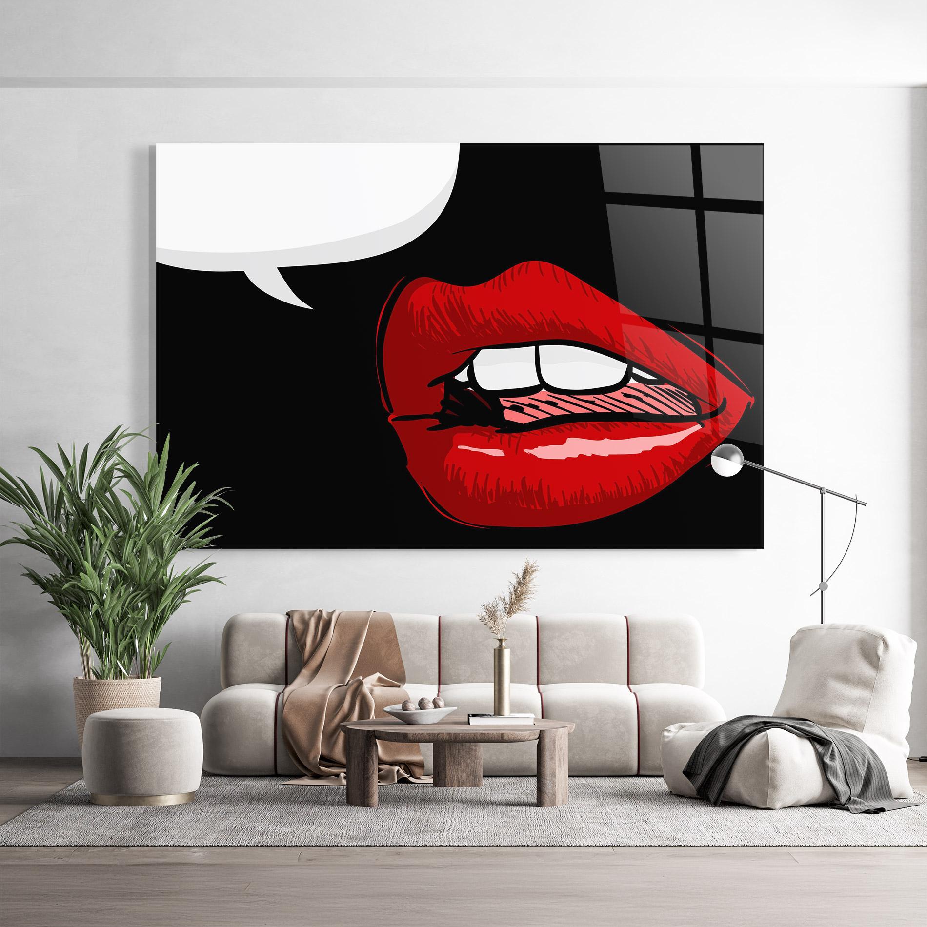 Стъклена картина Pop Red Lips mockup 9