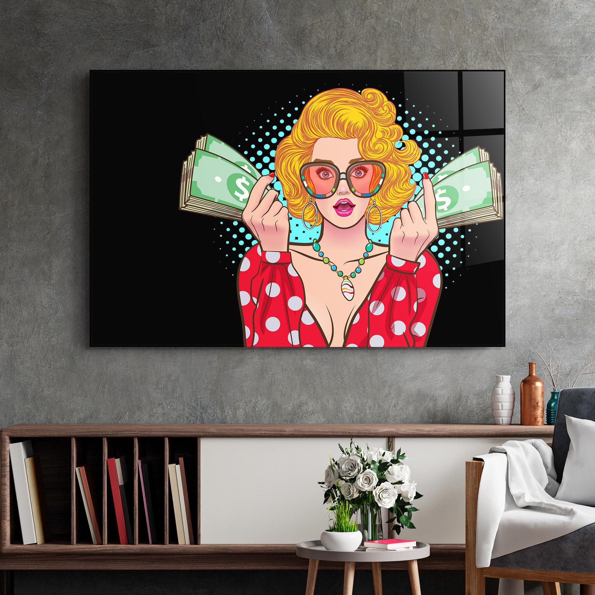 Стъклена картина Glasses Look Money mockup 2
