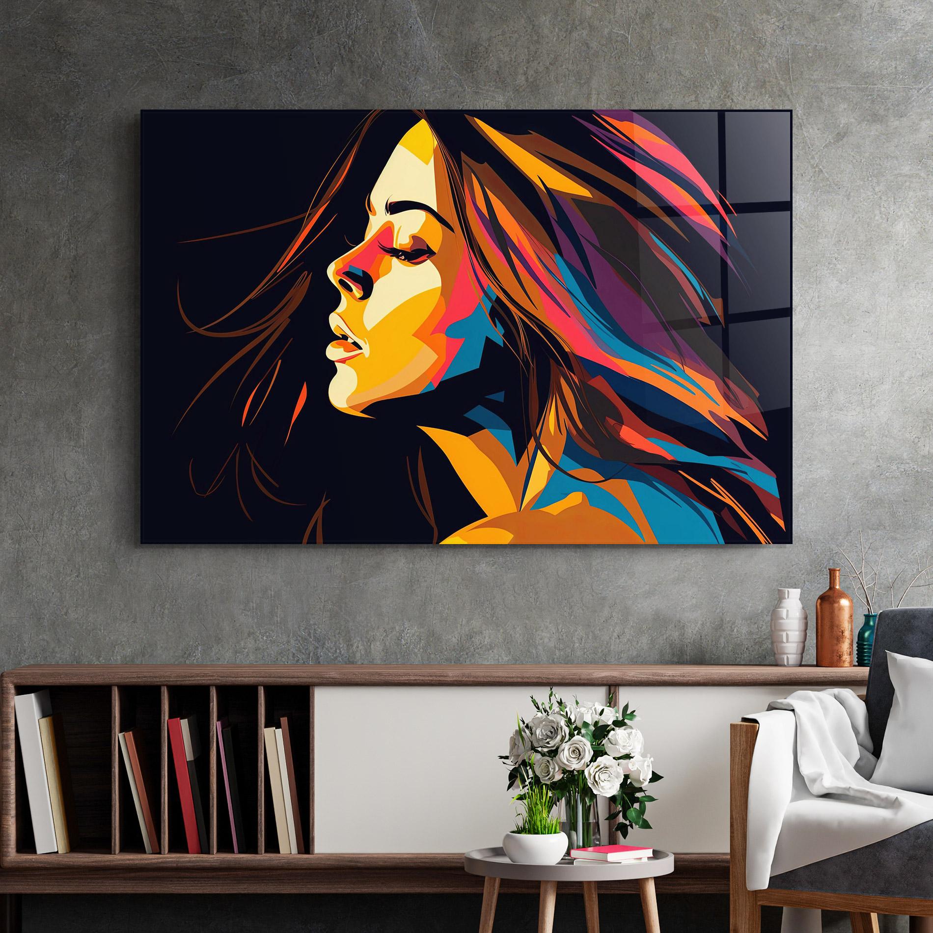 Стъклена картина Graphical Pop Woman mockup 2