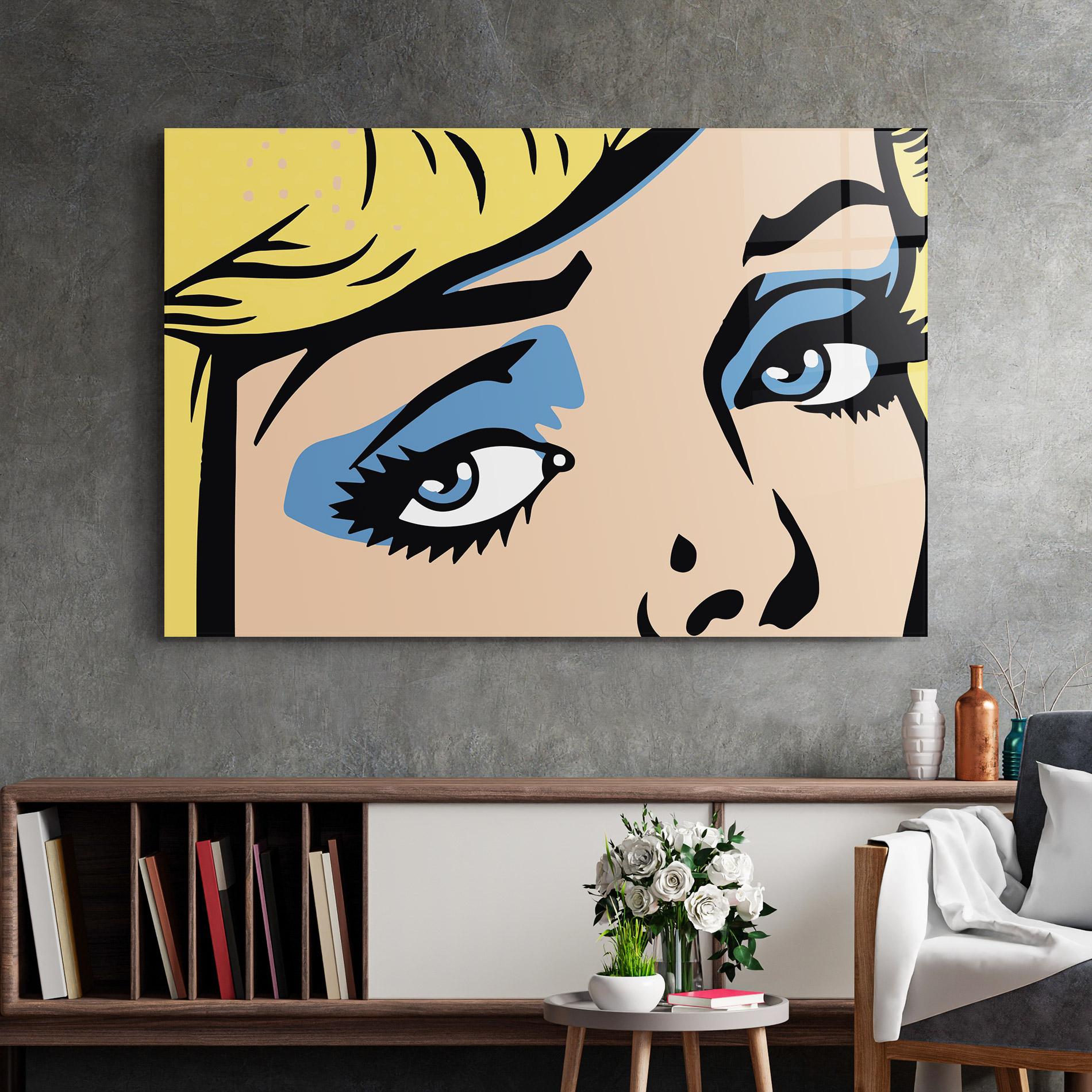 Стъклена картина Pop Blue Makeup mockup 2