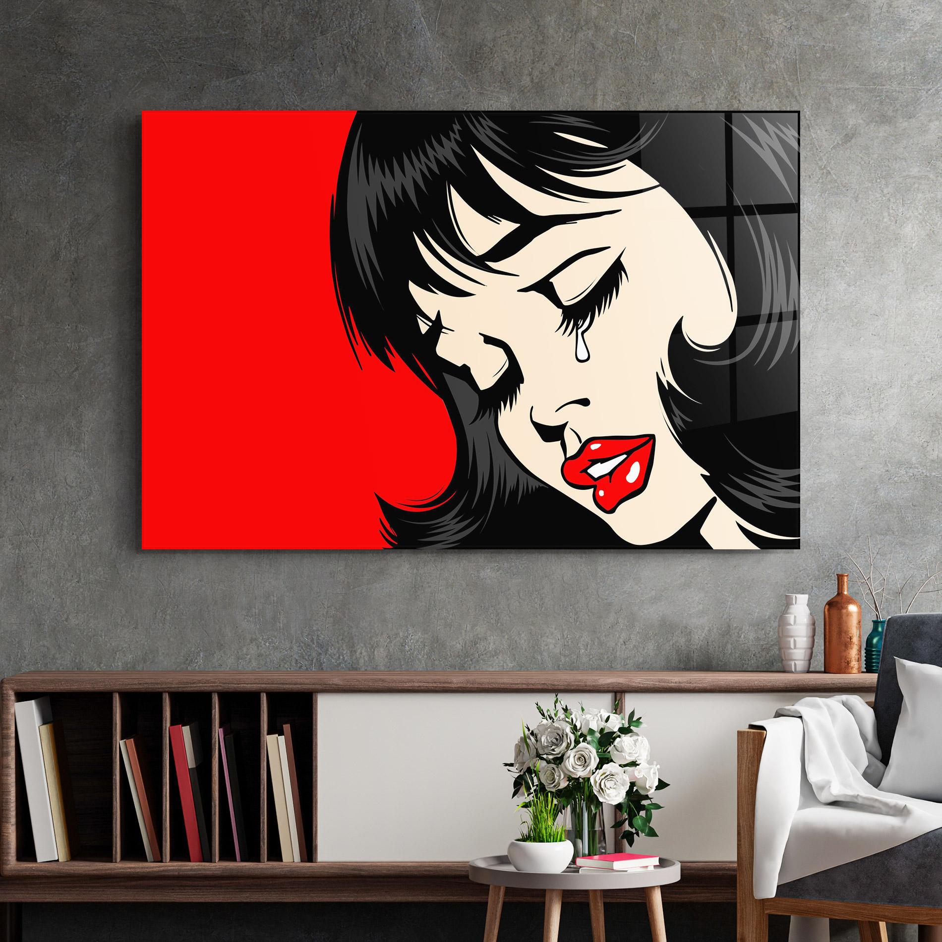Стъклена картина Pop Crying mockup 2