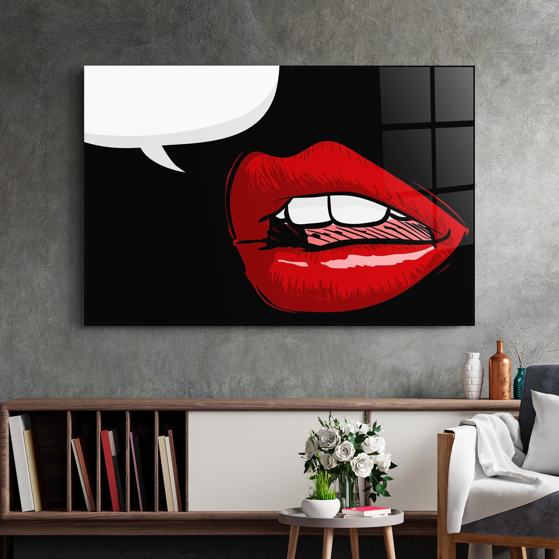 Стъклена картина Pop Red Lips mockup 2