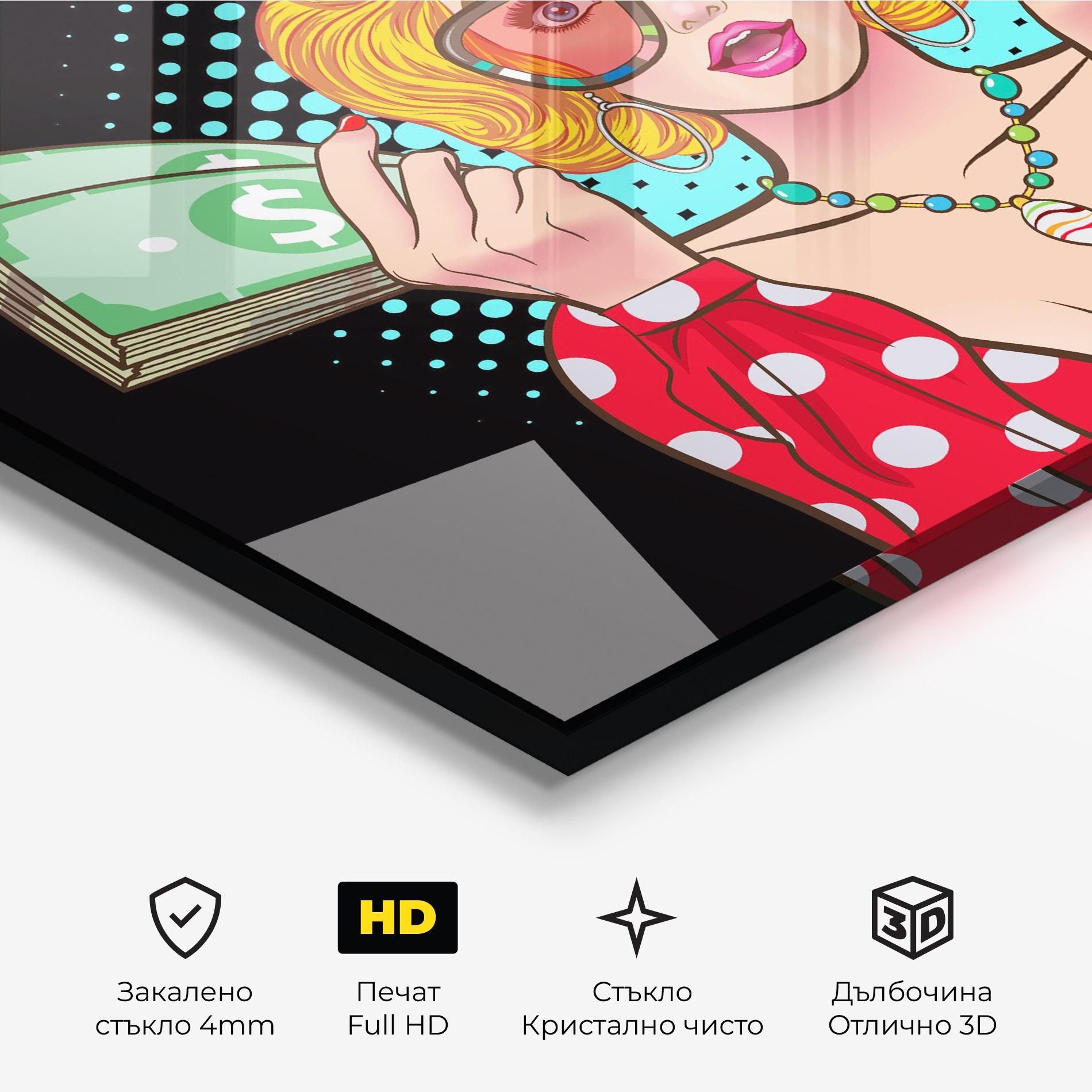 Стъклена картина Glasses Look Money mockup 3