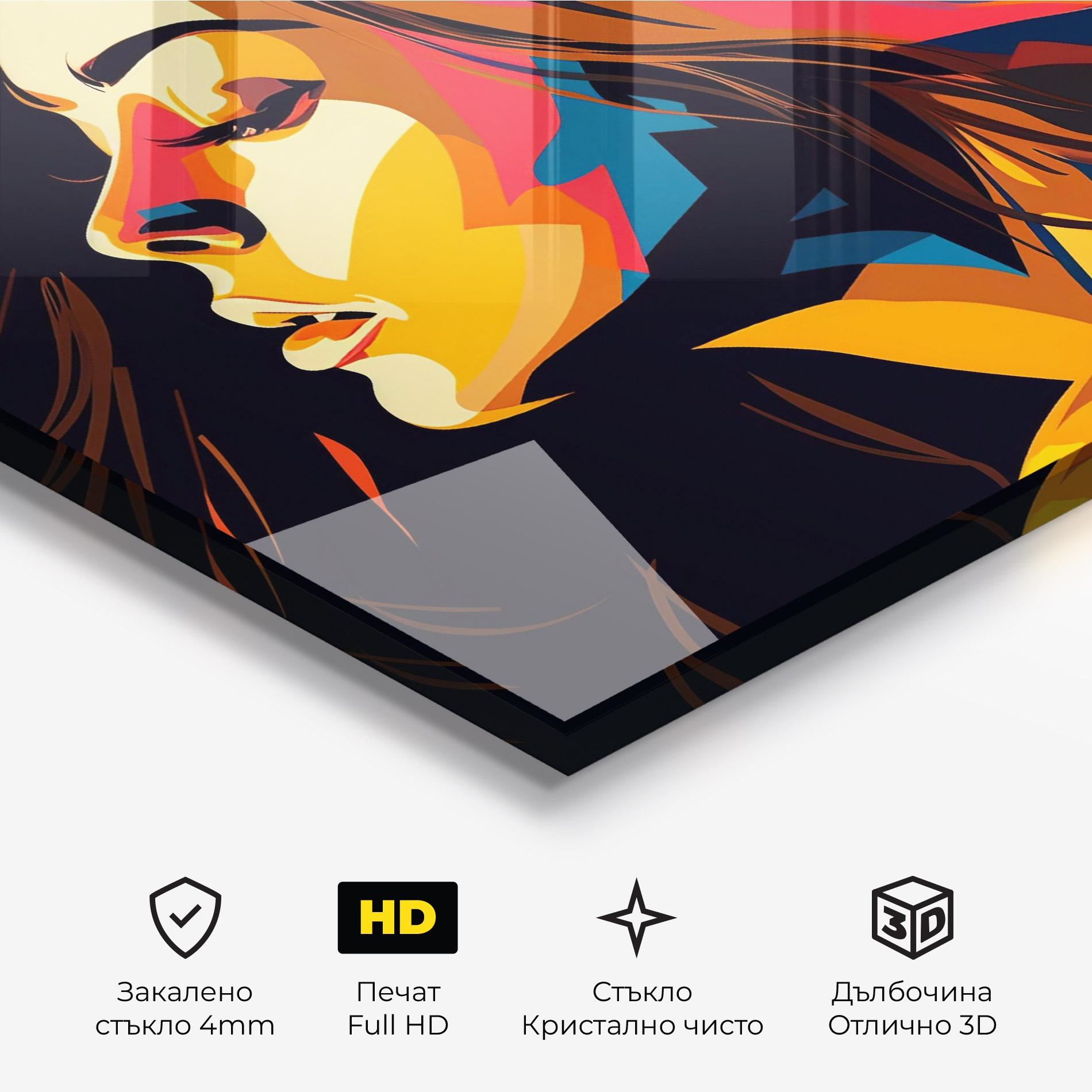 Стъклена картина Graphical Pop Woman mockup 3