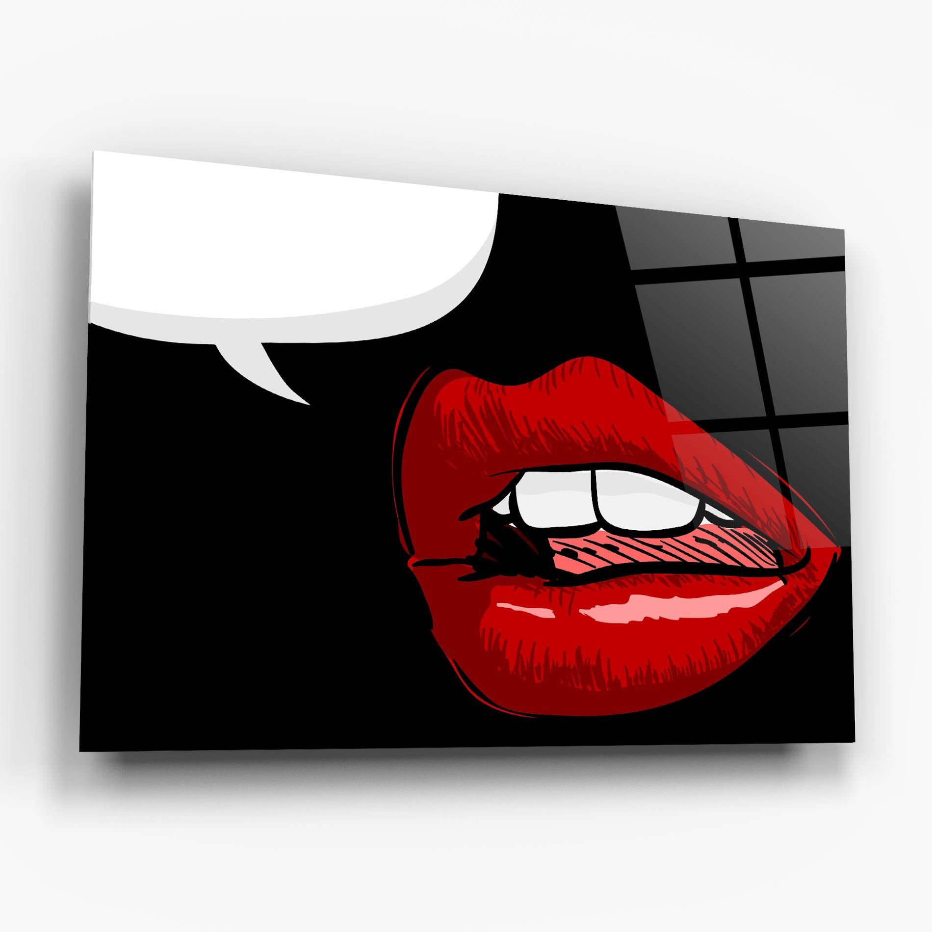 Стъклена картина Pop Red Lips mockup 6