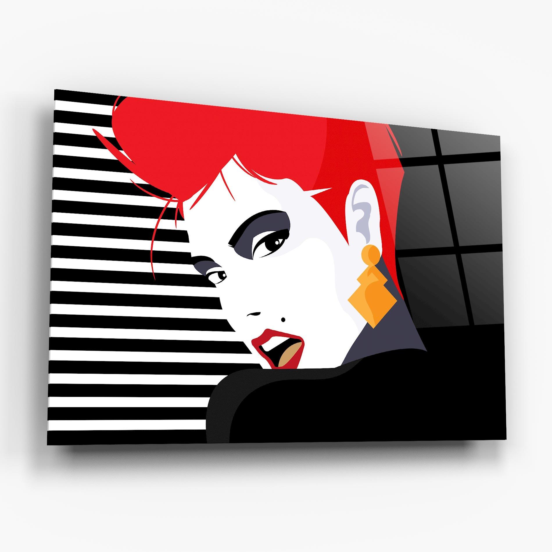 Стъклена картина Red Pop Hair mockup 6