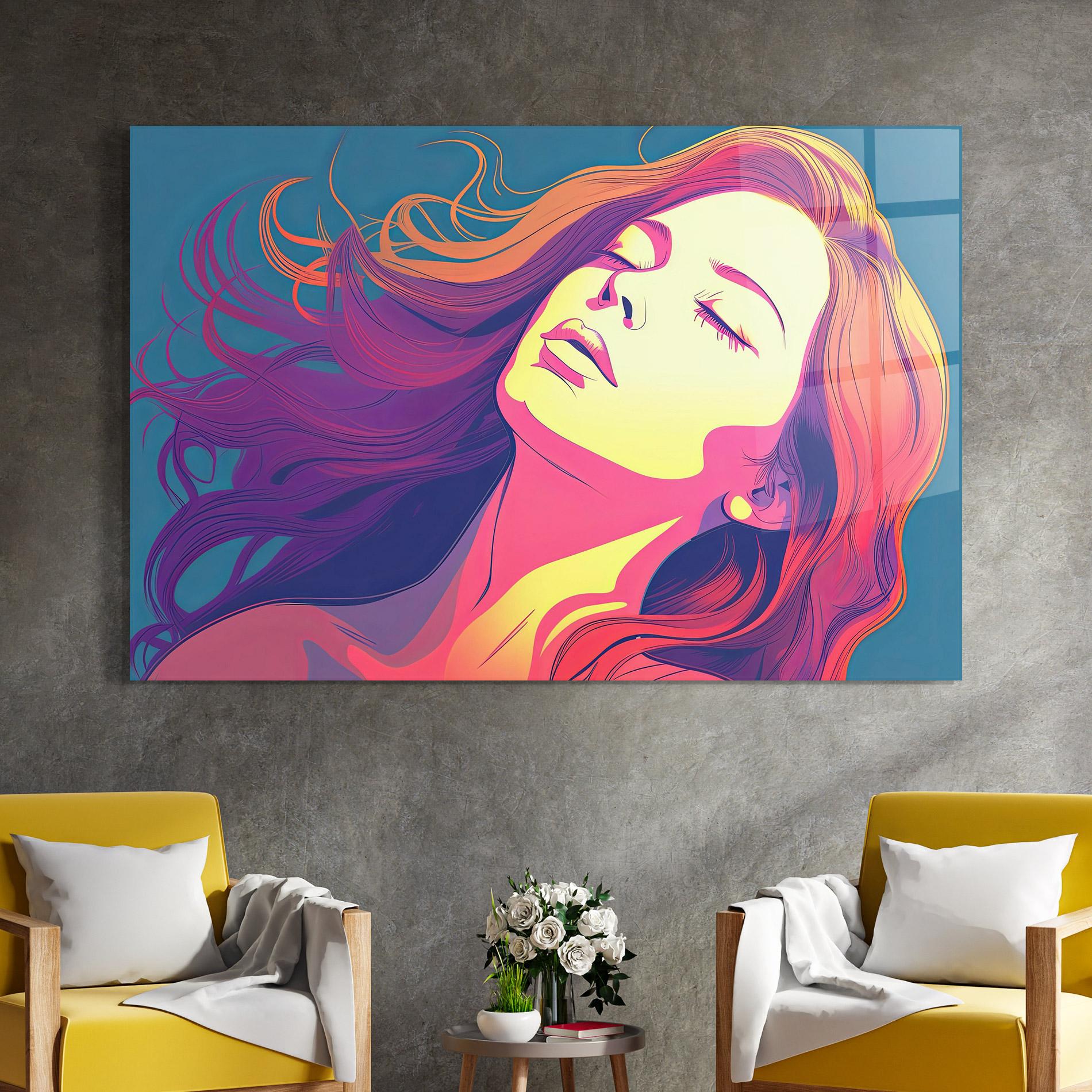Стъклена картина Long Pop Hair mockup 4