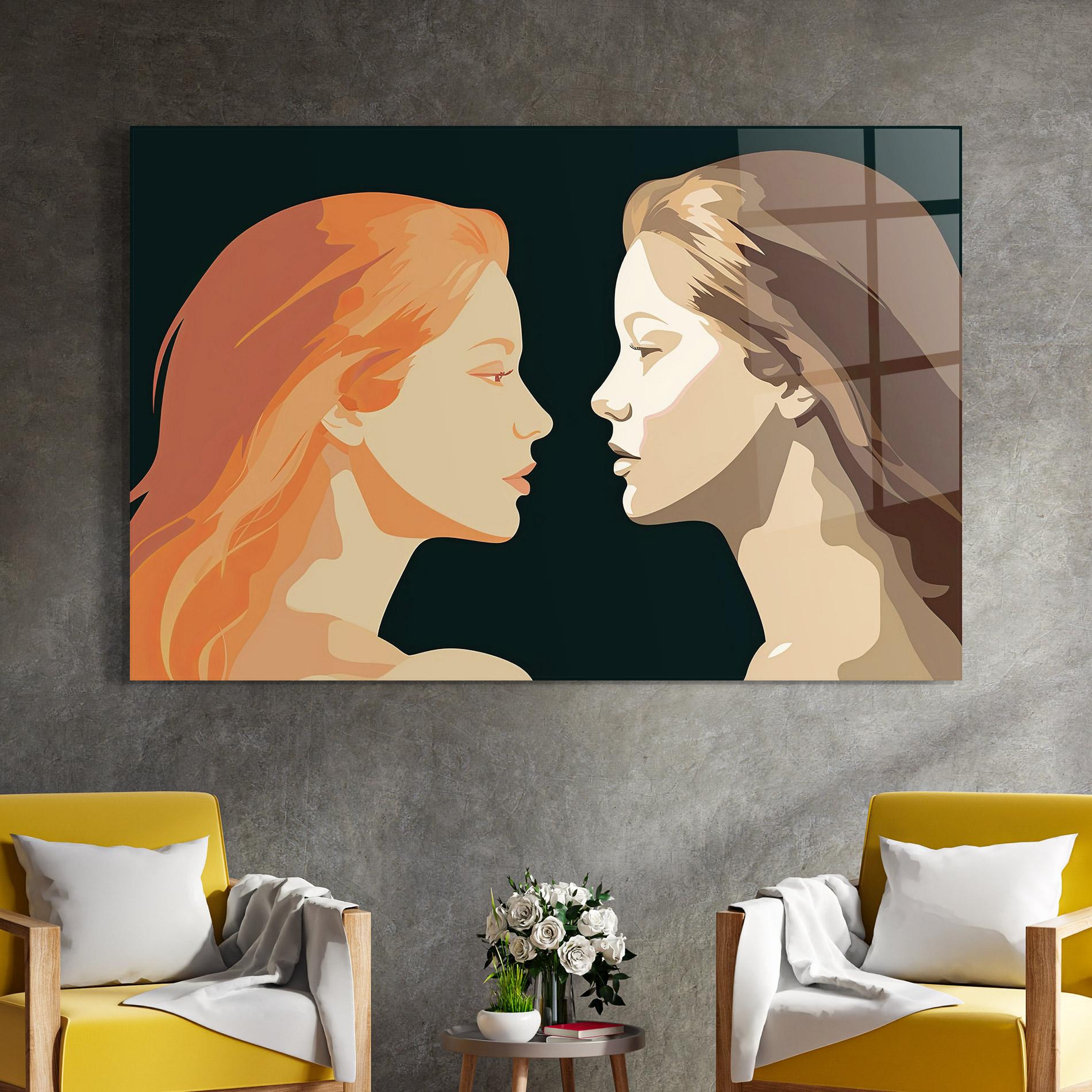 Стъклена картина Orange Pop Girl mockup 4