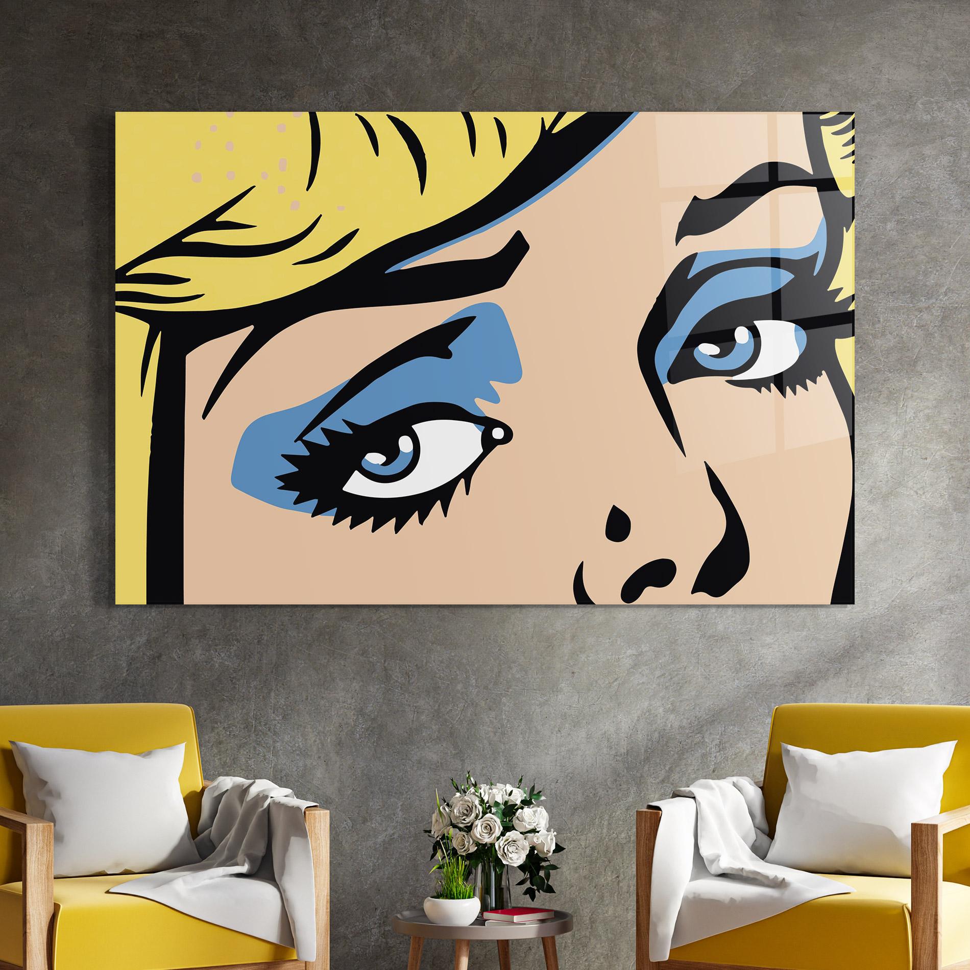 Стъклена картина Pop Blue Makeup mockup 4