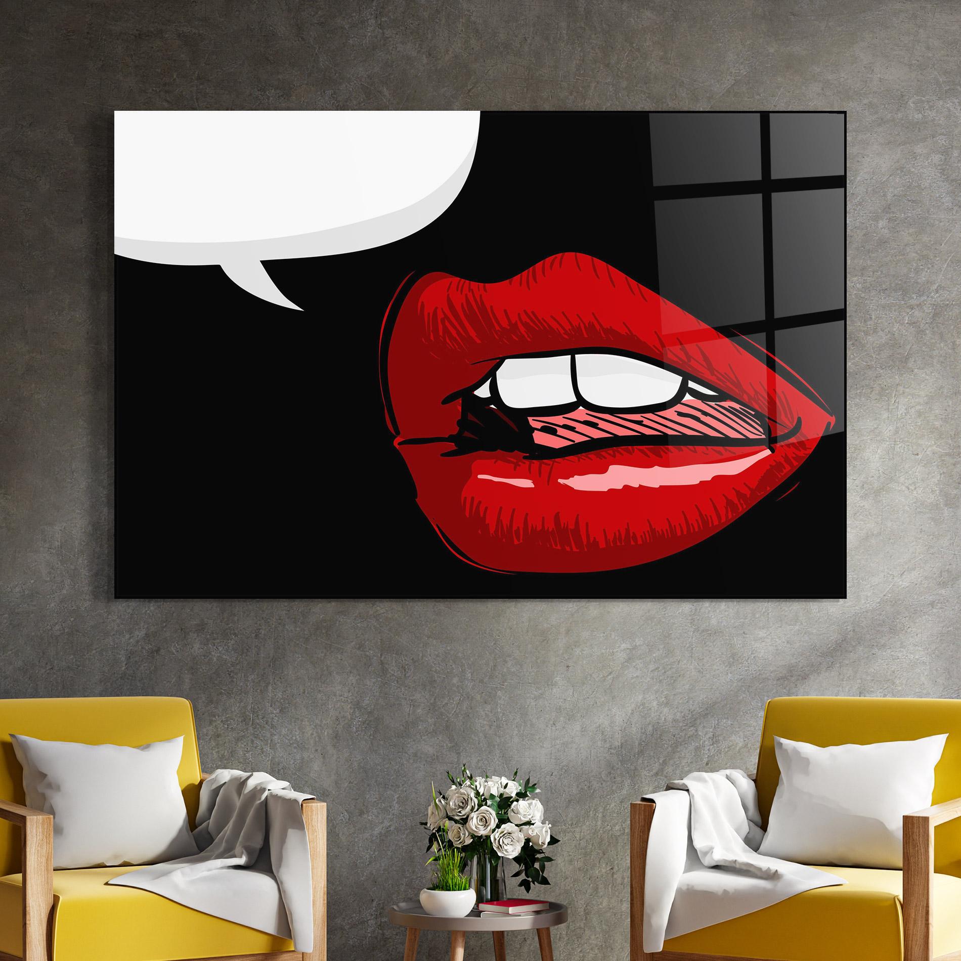 Стъклена картина Pop Red Lips mockup 4
