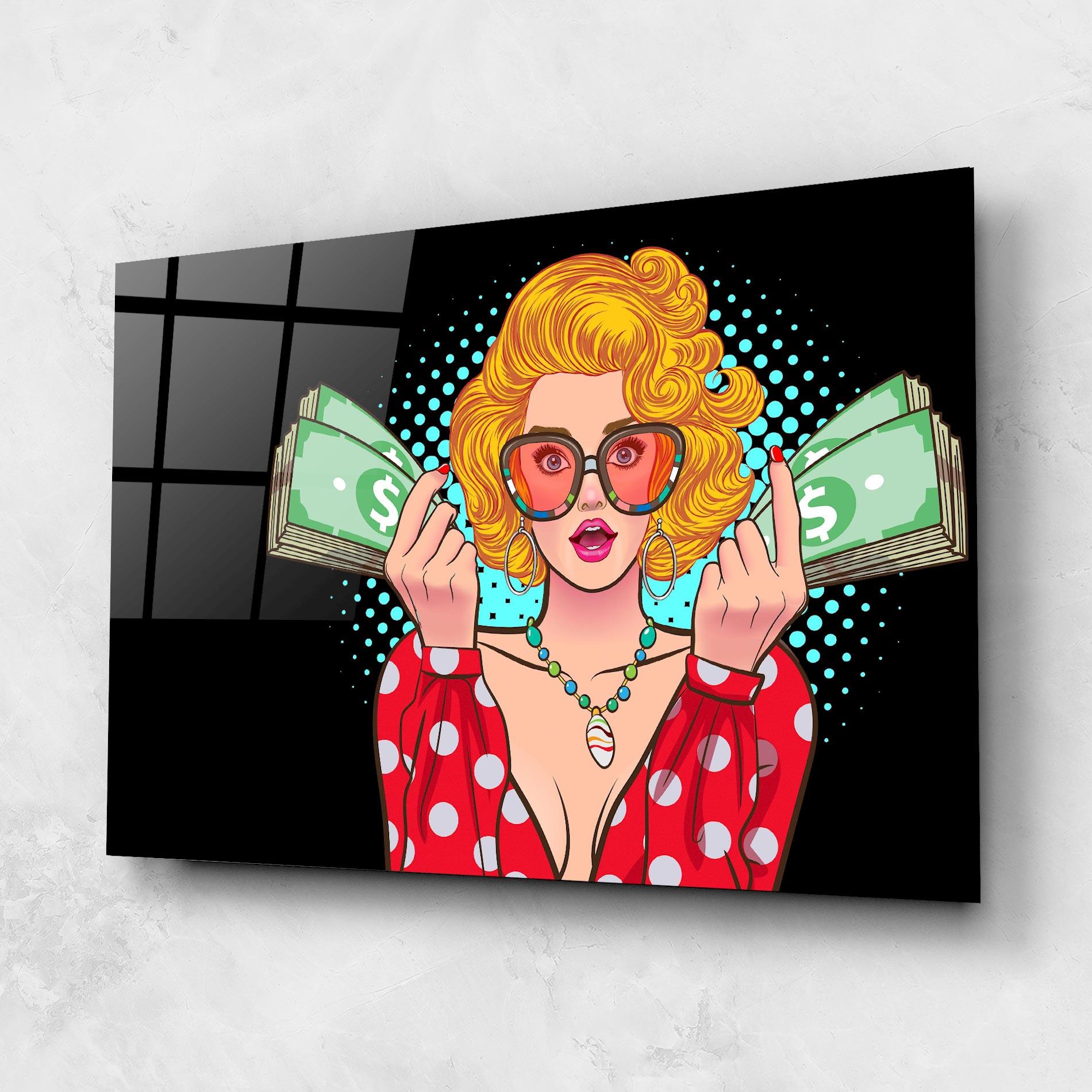 Стъклена картина Glasses Look Money mockup 1