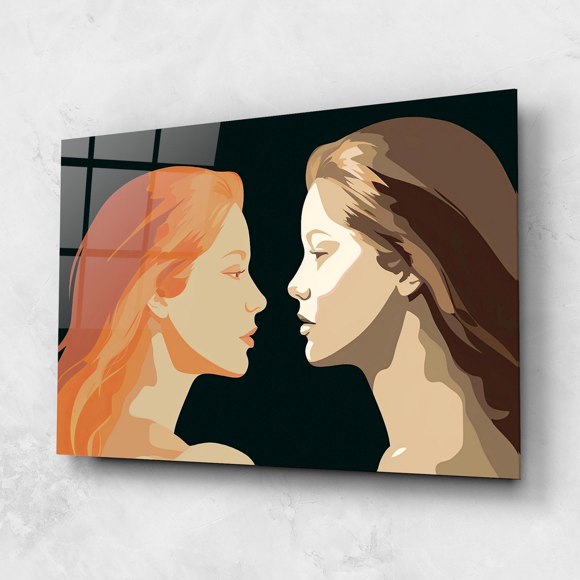 Стъклена картина Orange Pop Girl mockup 1