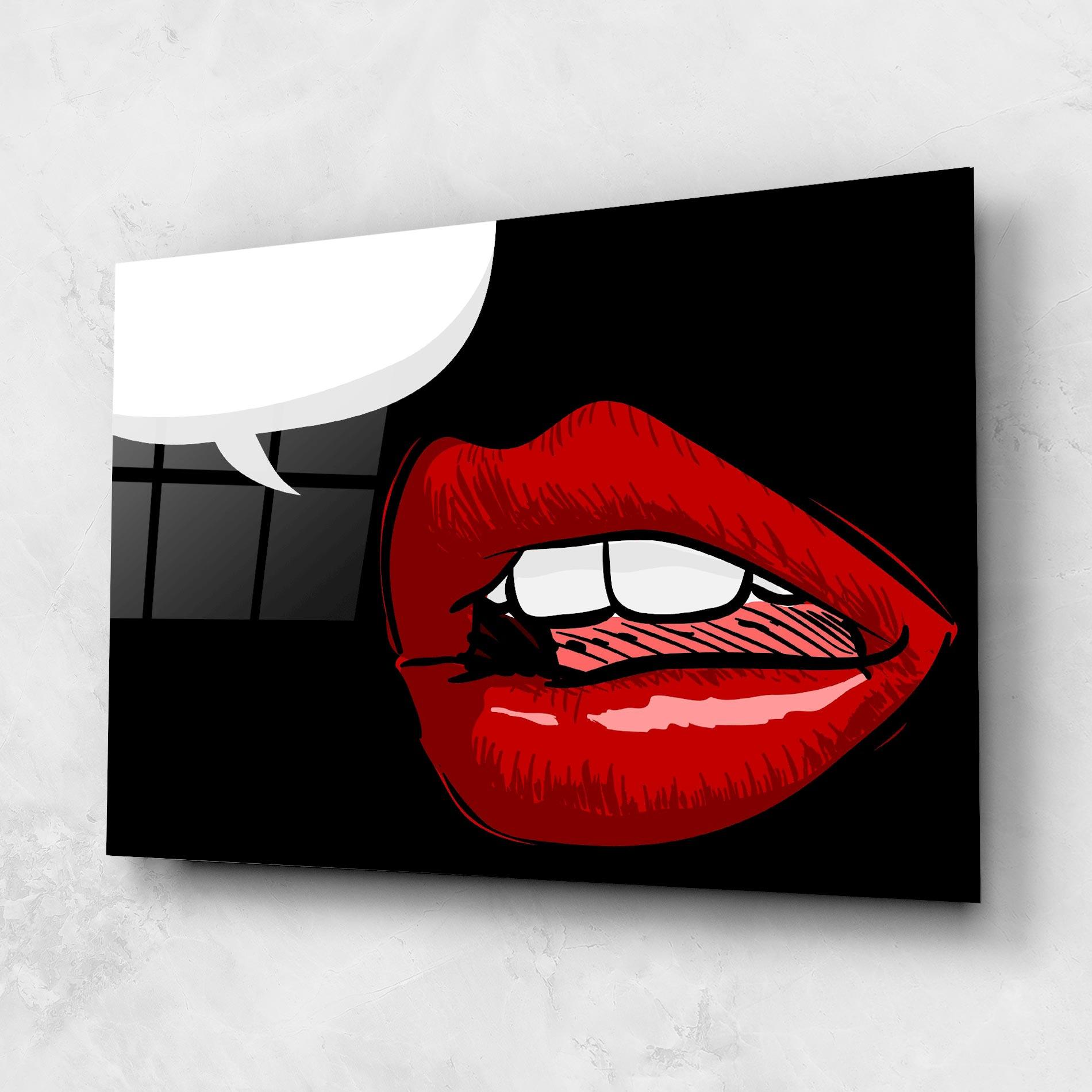 Стъклена картина Pop Red Lips mockup 1