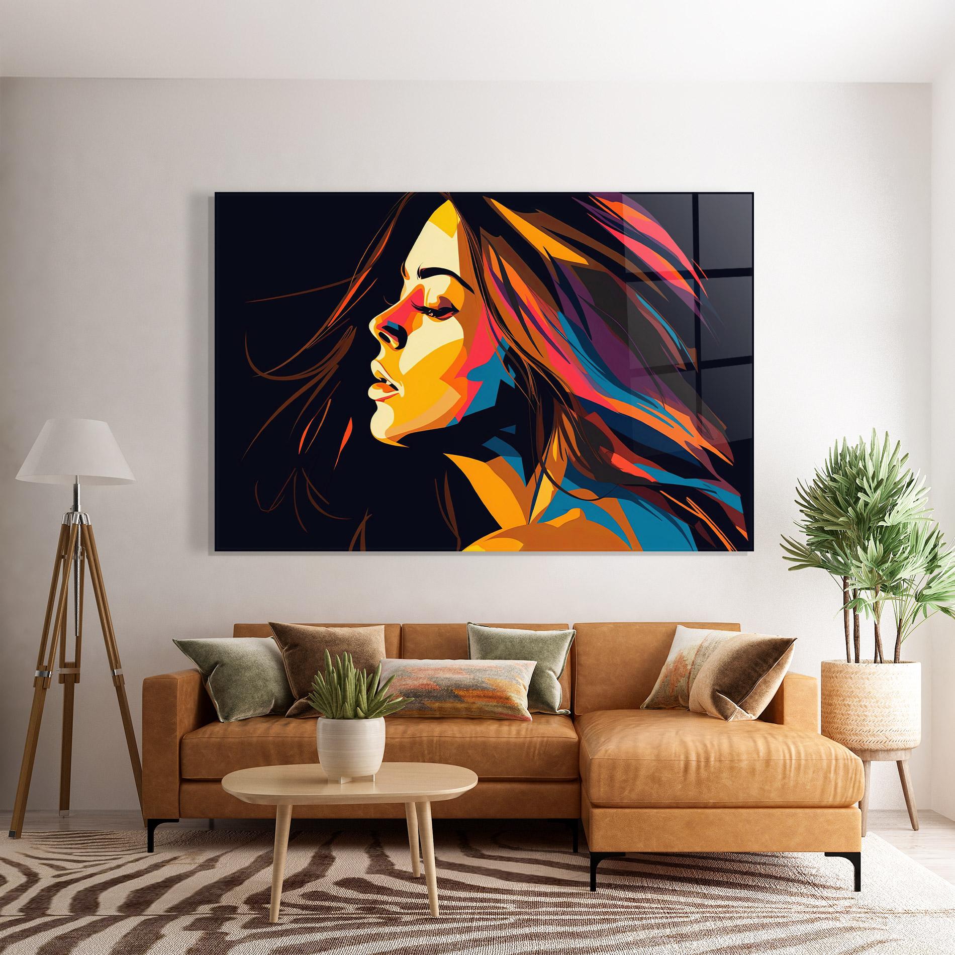 Стъклена картина Graphical Pop Woman mockup 7