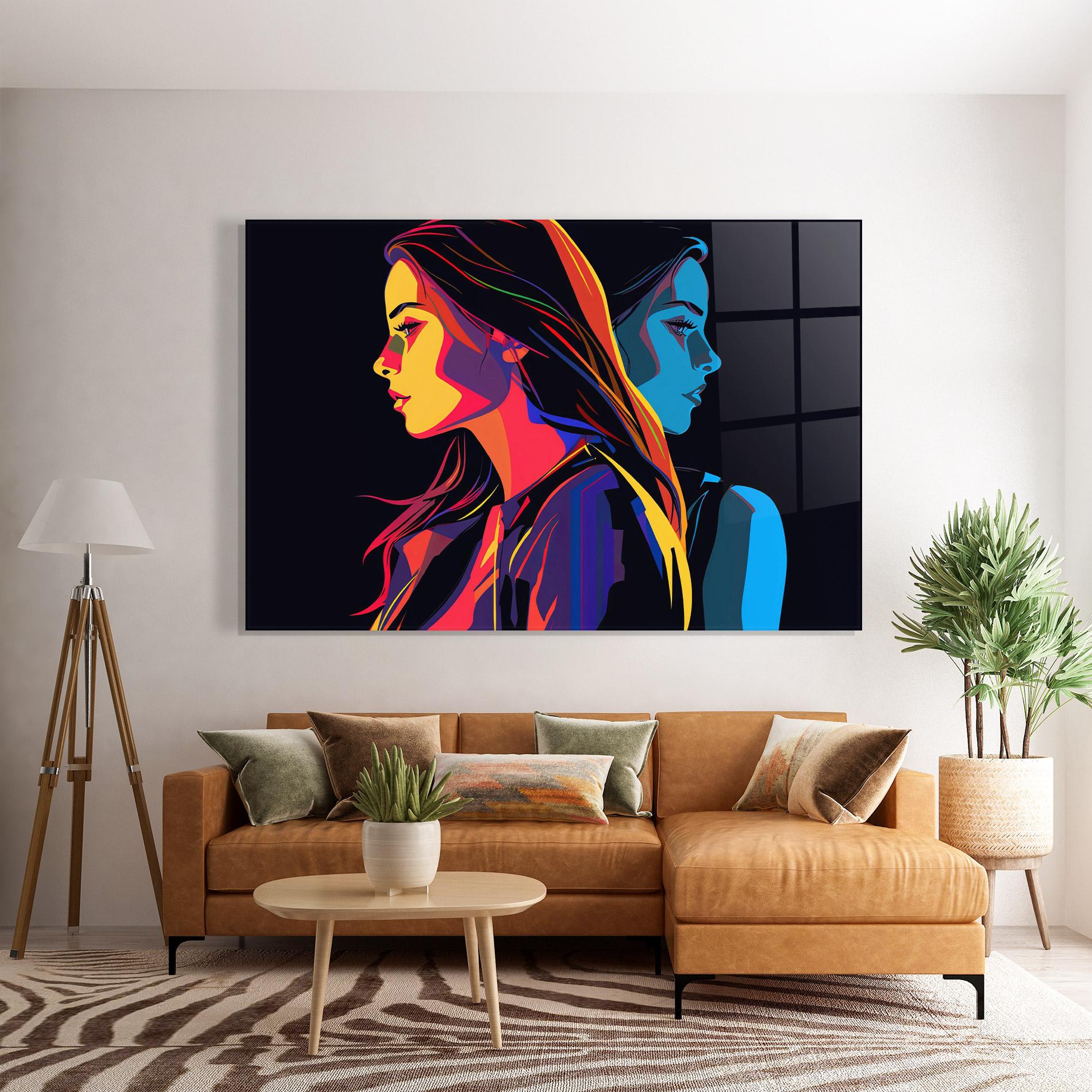 Стъклена картина Minimalist Pop Female mockup 7