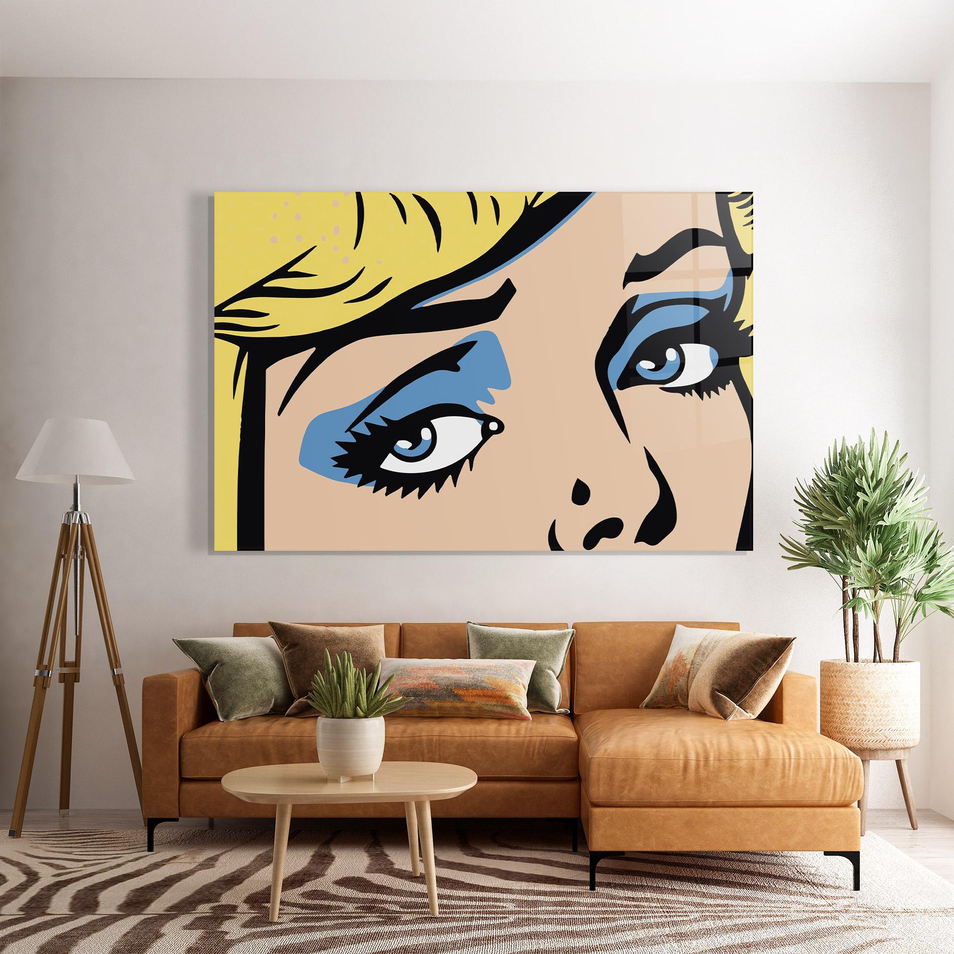 Стъклена картина Pop Blue Makeup mockup 7