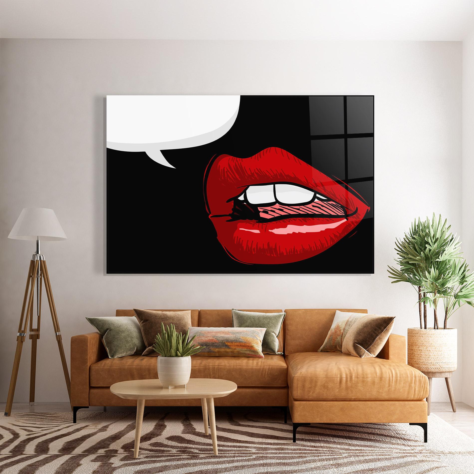 Стъклена картина Pop Red Lips mockup 7